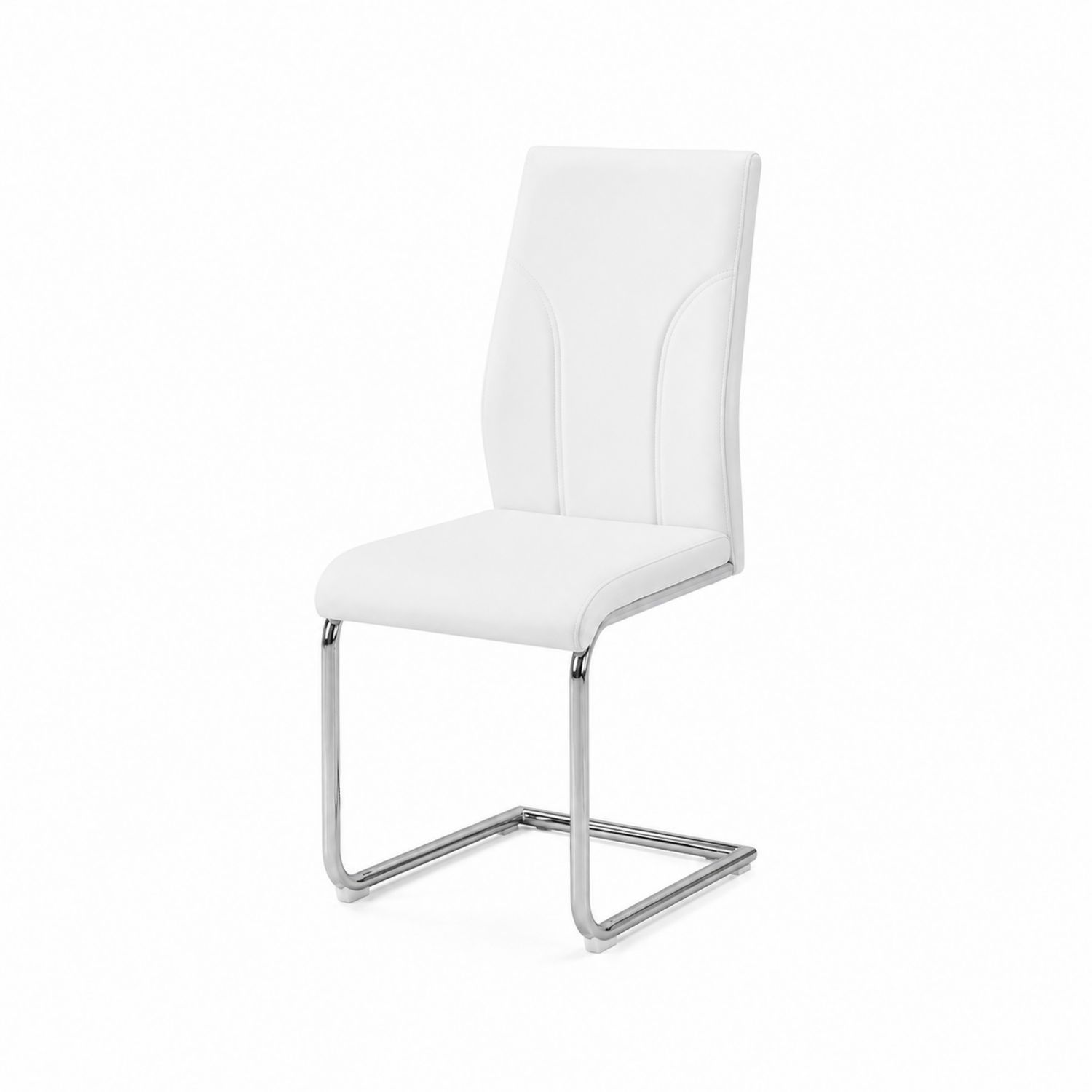 Sedia da Pranzo in Ecopelle con Struttura in Metallo Cromato Bianco