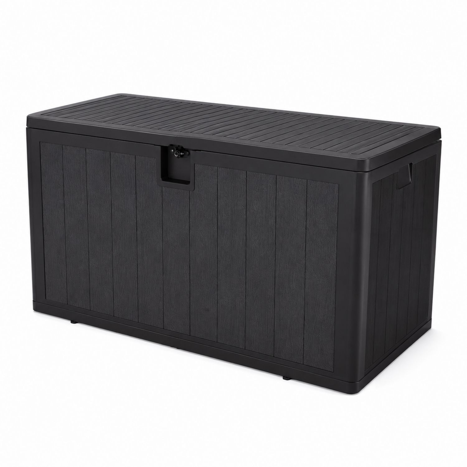 Cassapanca da Giardino Rettangolare in Plastica Nera 120x50x60 cm