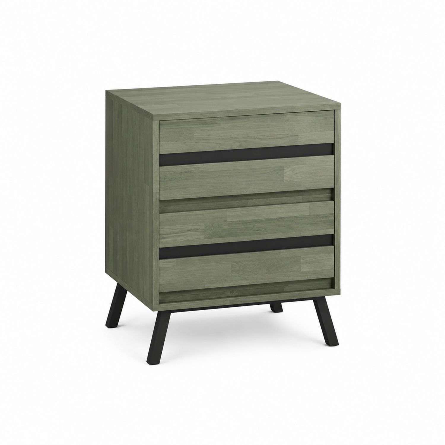 Comodino in legno con 3 cassetti Verde oliva