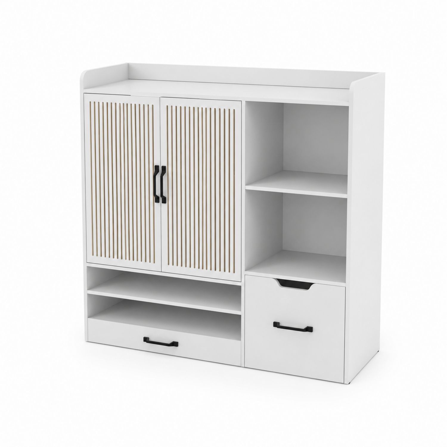 Armadio contenitore con ante e cassetto Legno Bianco
