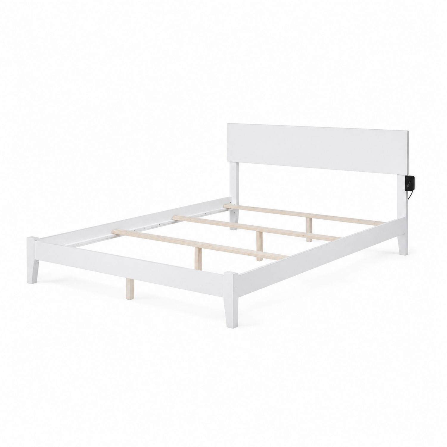 Letto matrimoniale in legno bianco con testiera 200x160 cm
