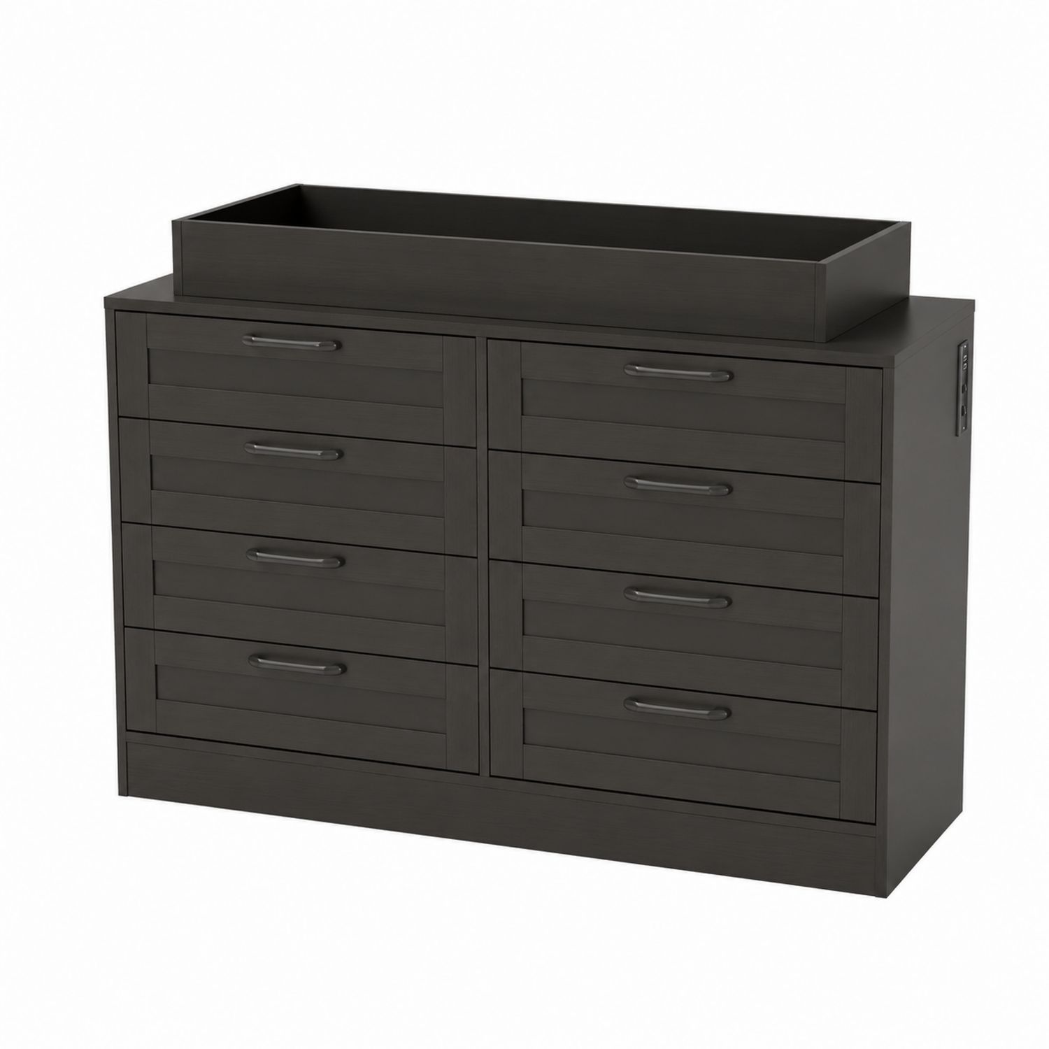 Cassettiera 8 Cassetti Legno Nero 120x40x95 cm