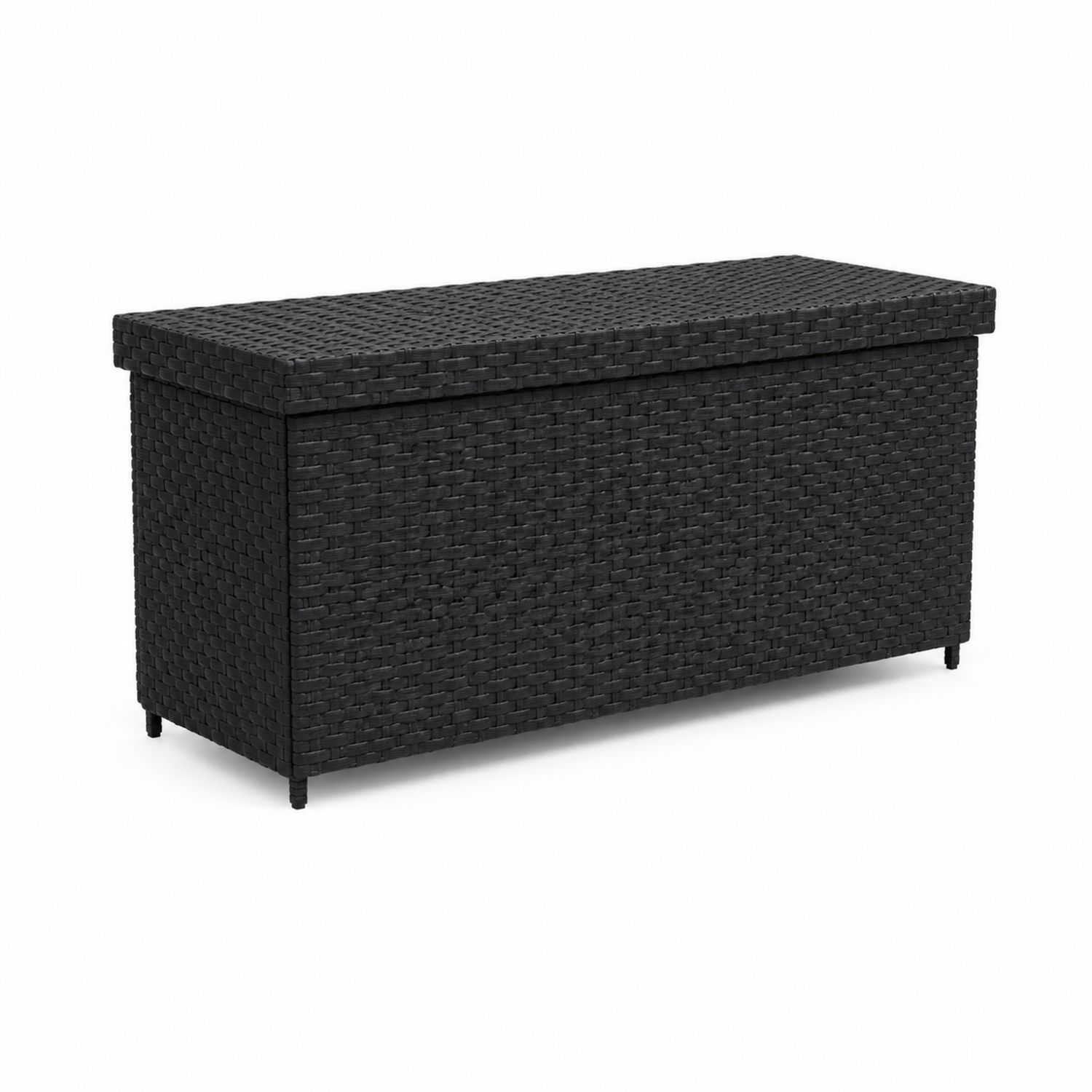 Cassapanca da Esterno in Polyrattan Nero 120x50x60 cm