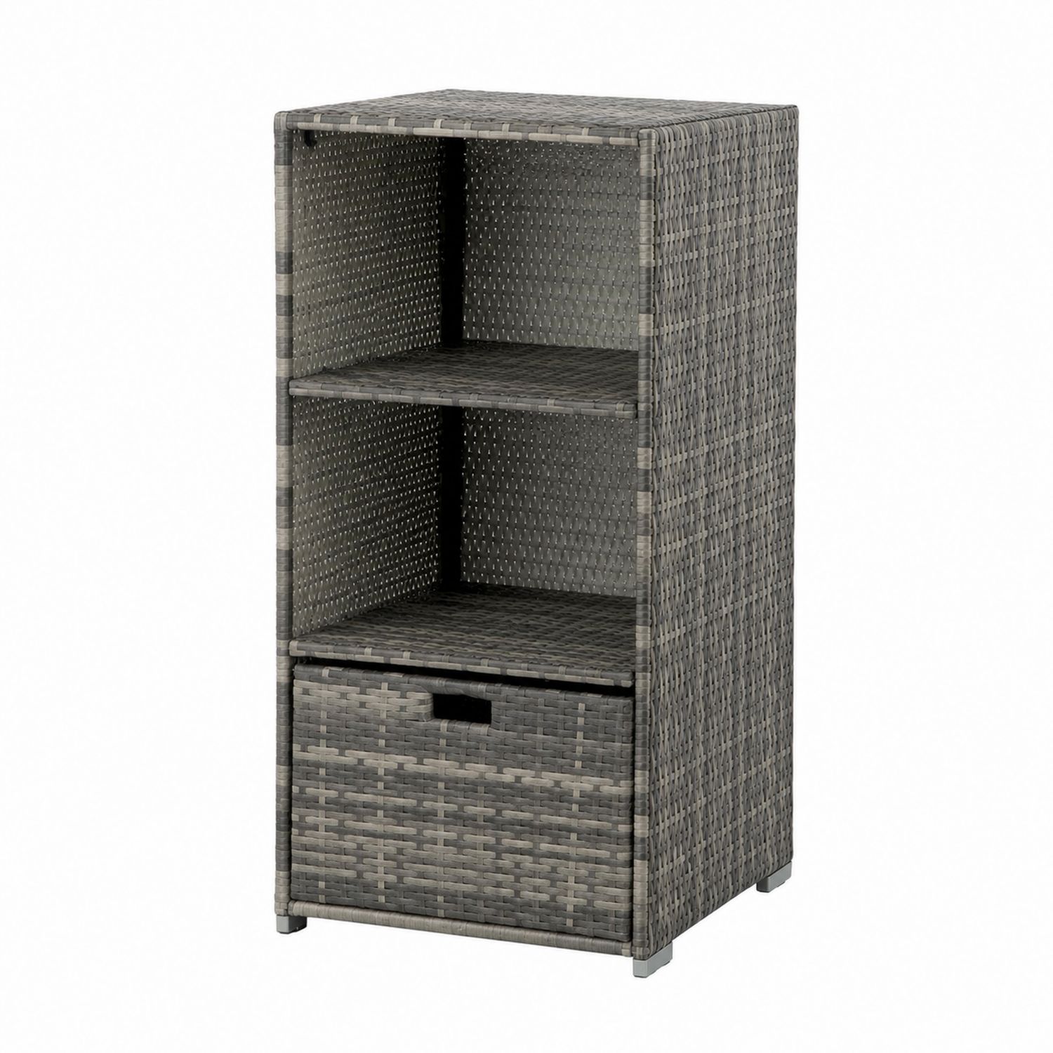 Scaffale in rattan sintetico con 3 ripiani e cassetto Grigio 40x30x80cm