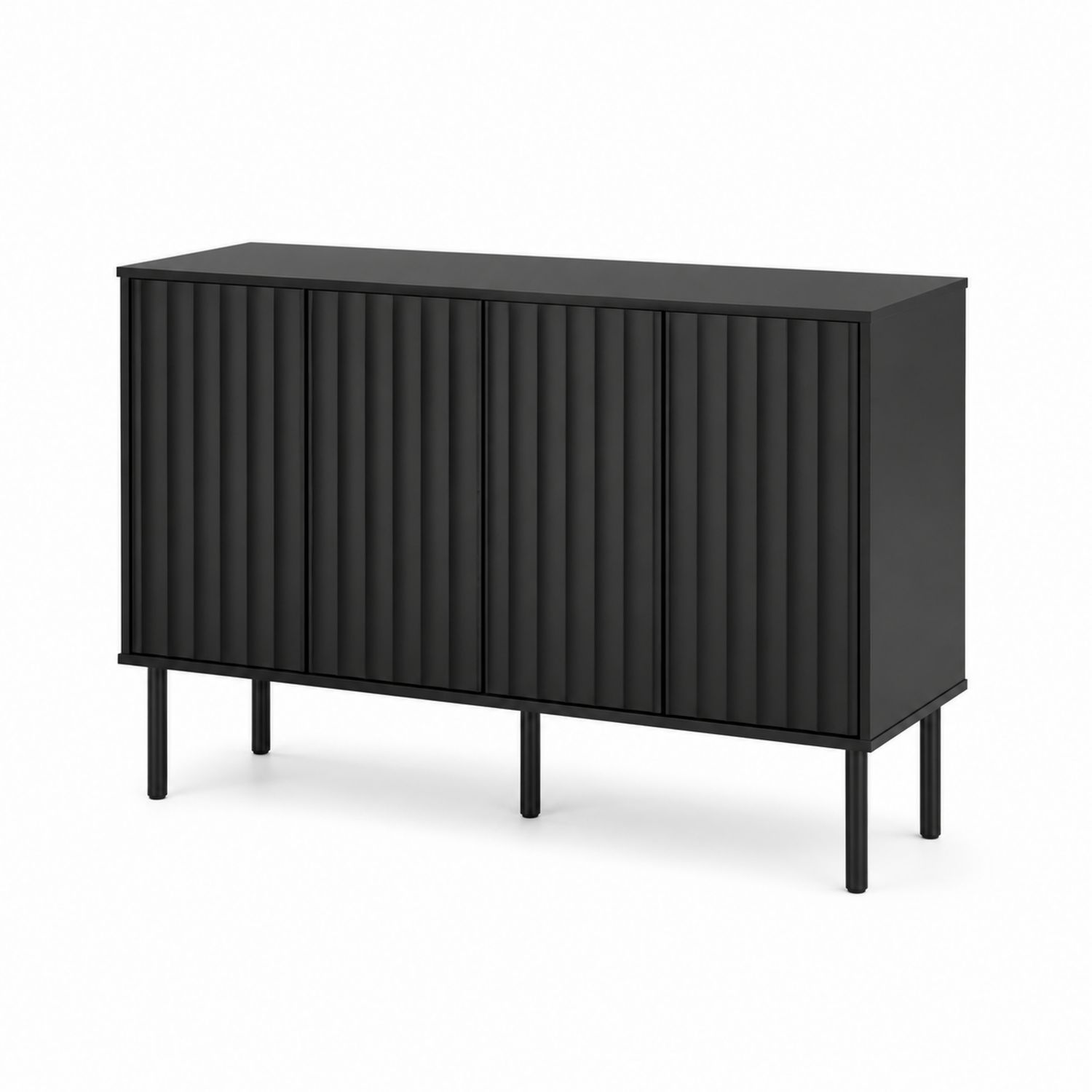 Credenza rettangolare a quattro ante in metallo nero