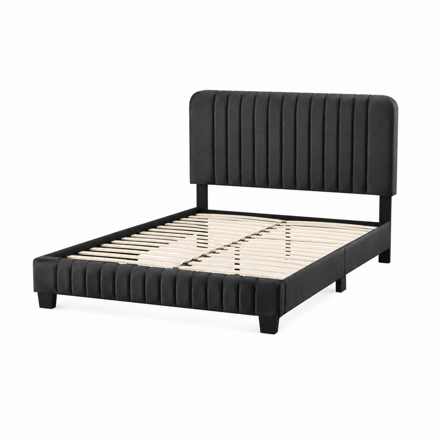 Letto matrimoniale in velluto nero