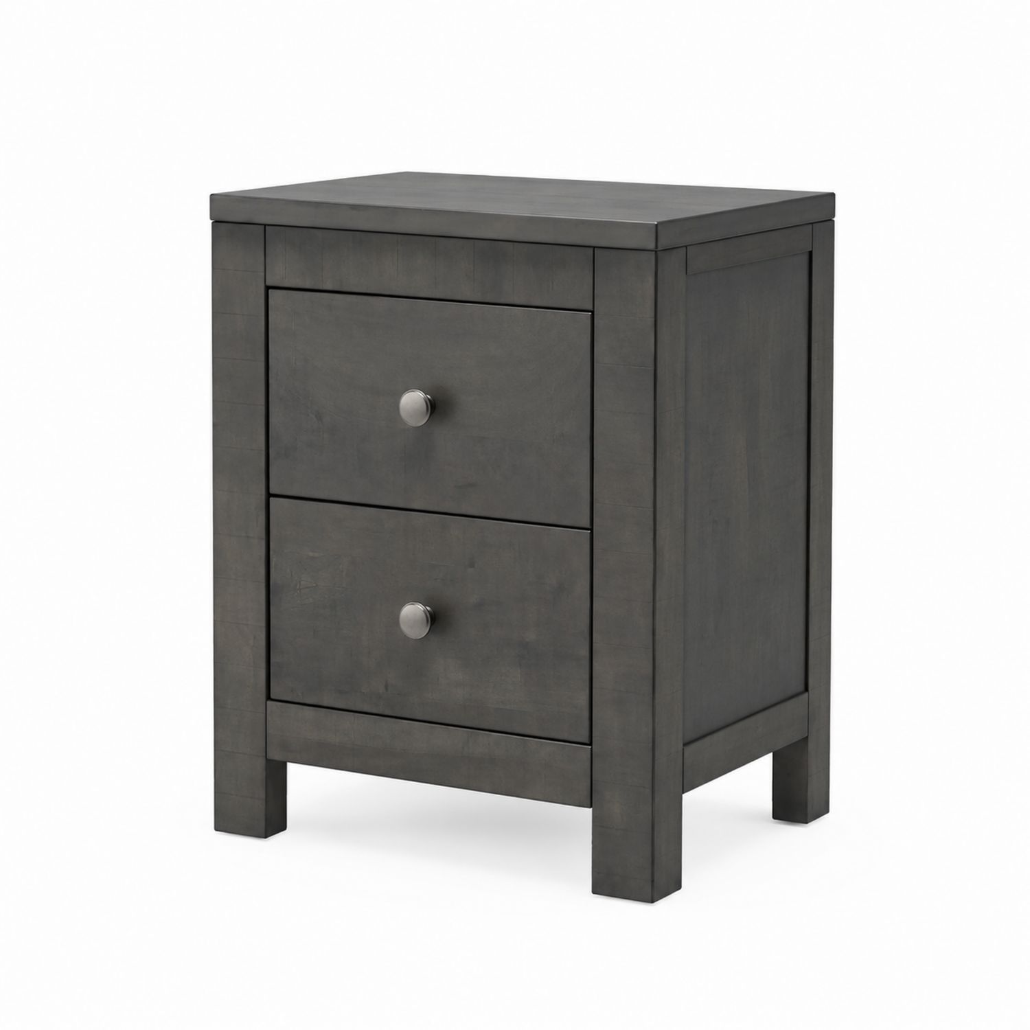 Comodino in legno grigio con 2 cassetti