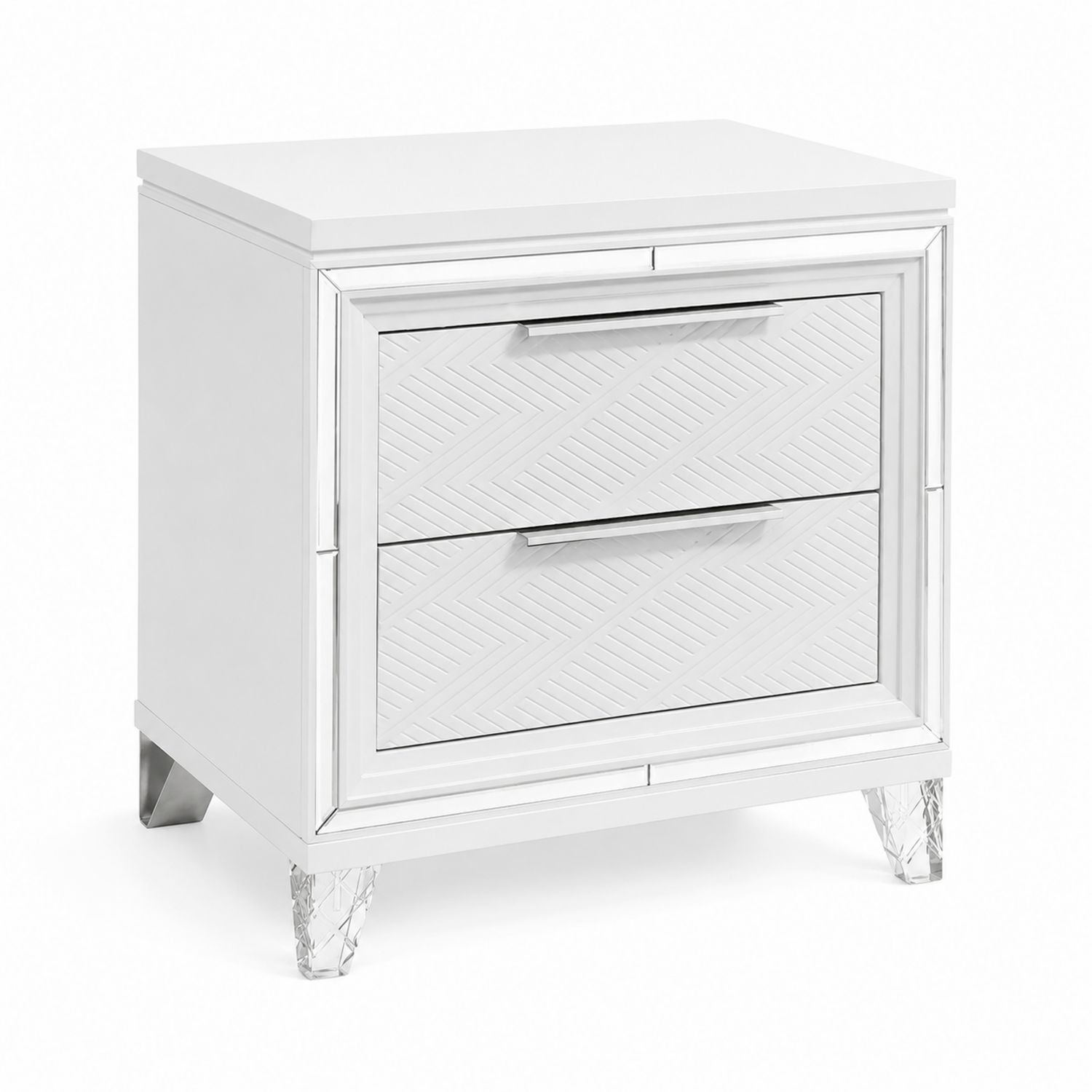 Comodino in MDF Bianco con 2 Cassetti