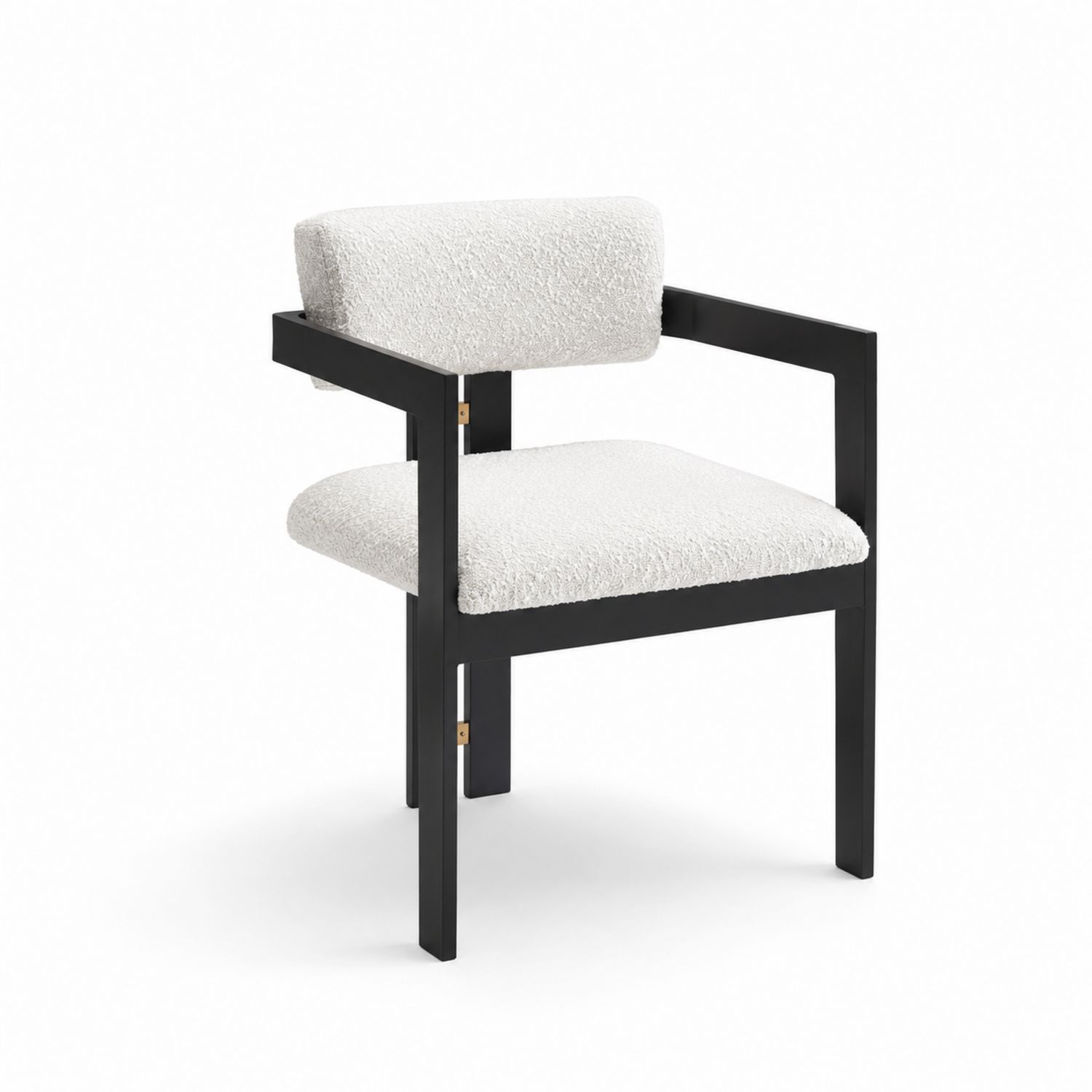 Sedia in tessuto bouclé e metallo nero