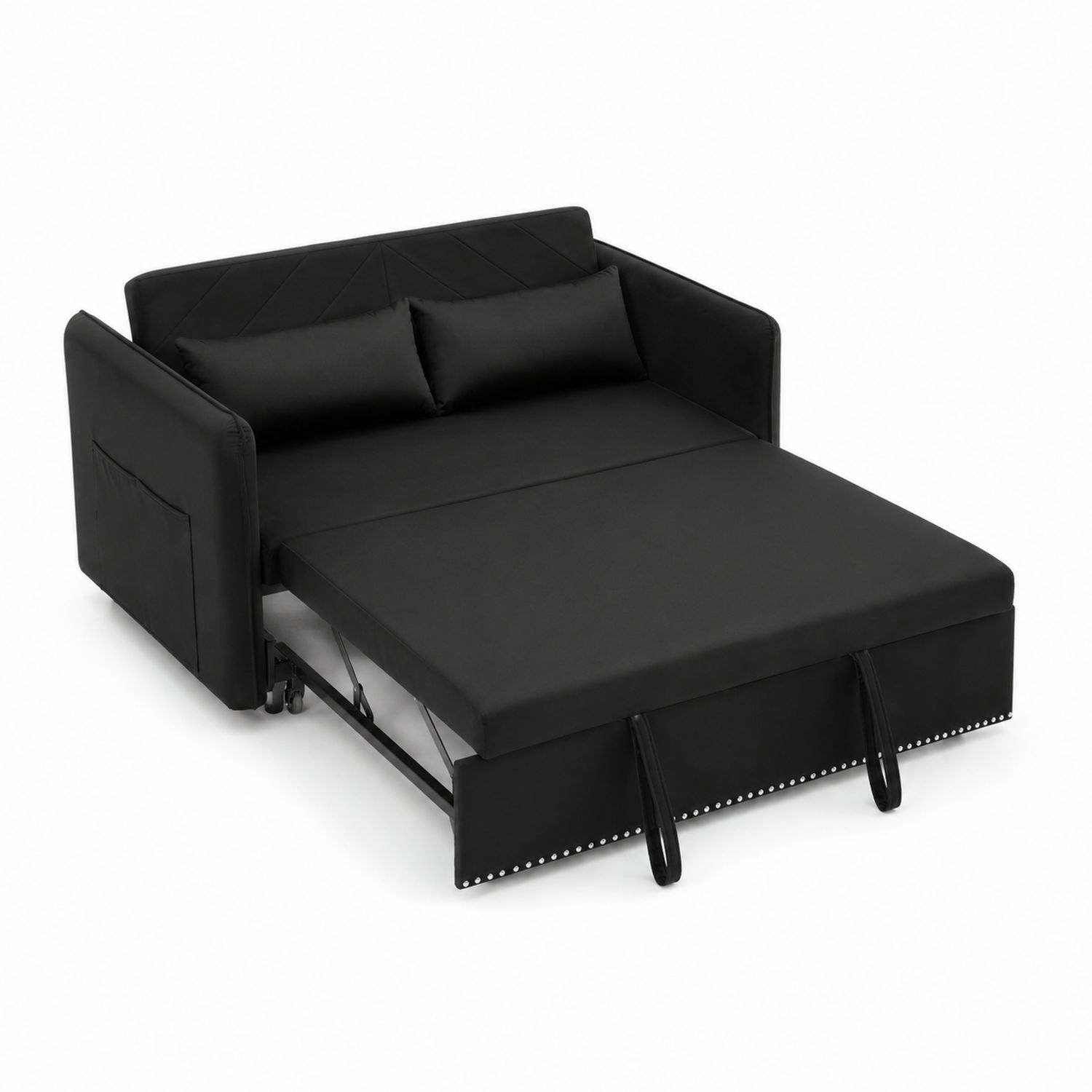 Divano Letto Estensibile Nero in Poliestere