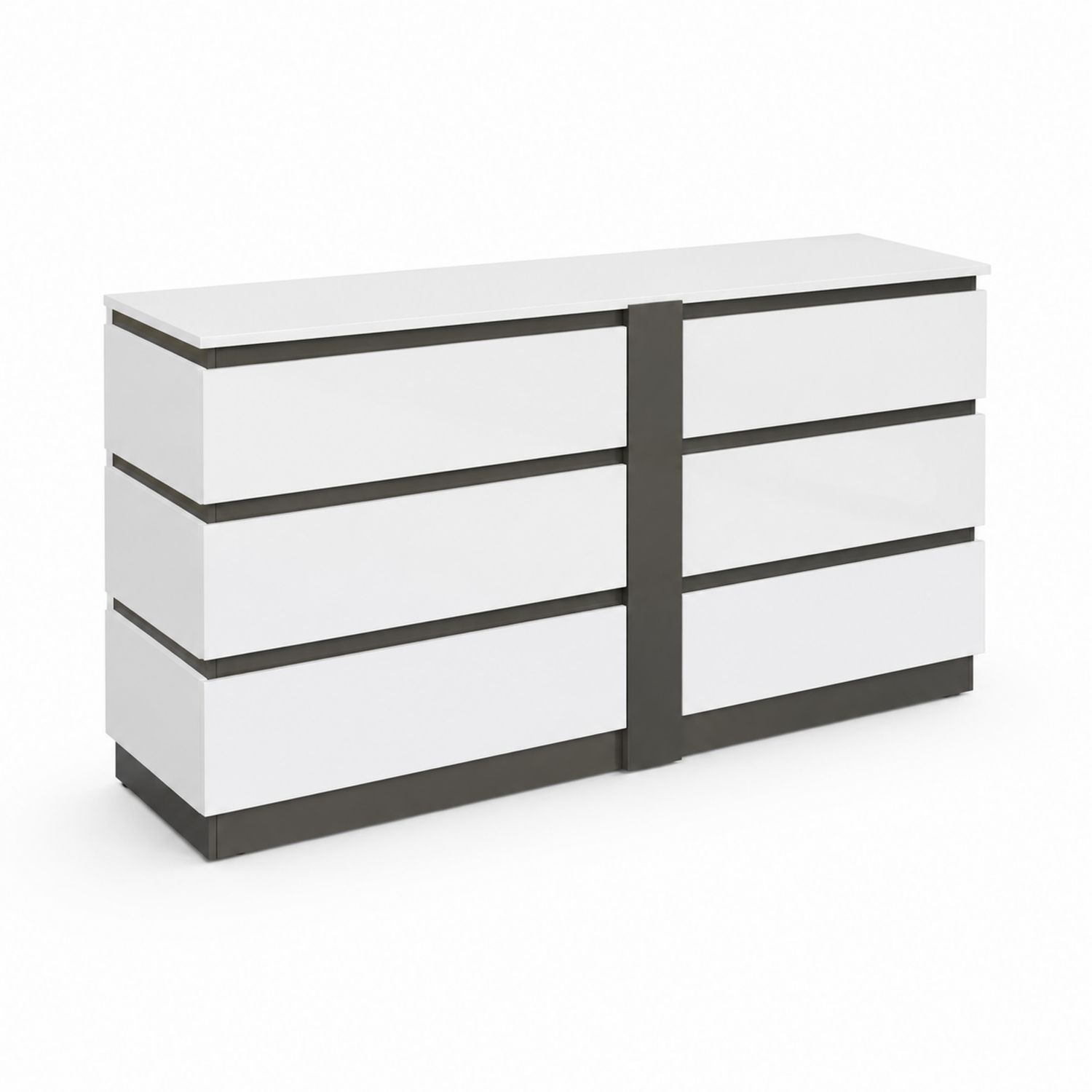 Cómoda de 6 cajones de MDF y metal Blanco/Negro