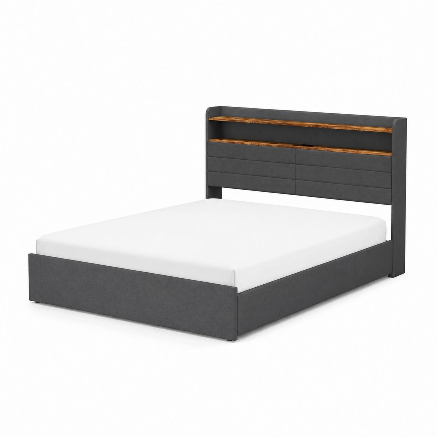 Cama doble de metal y madera con cabecero 200x160 cm