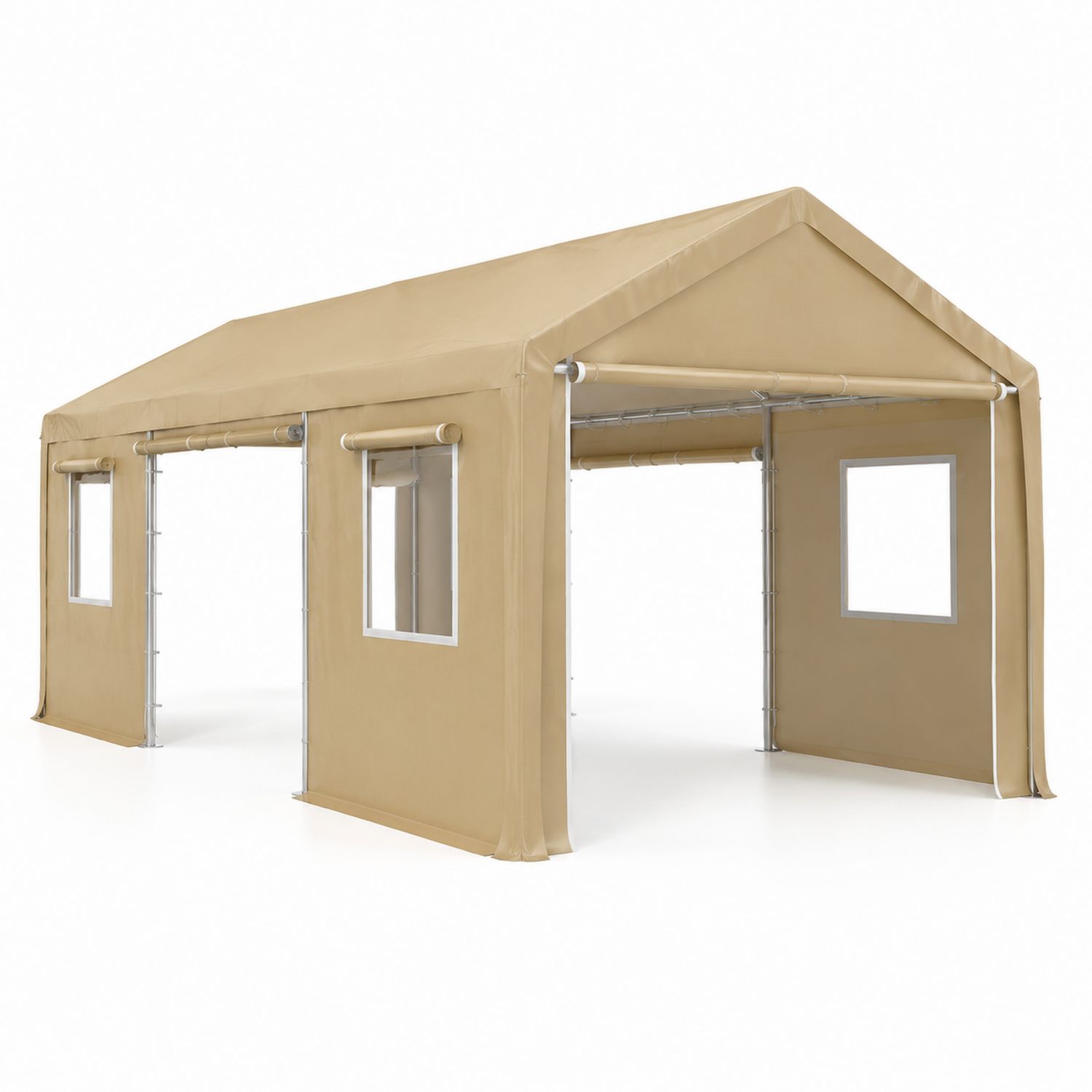 Carpa de Jardín Beige 6x3m Estructura Acero Cubierta Poliéster
