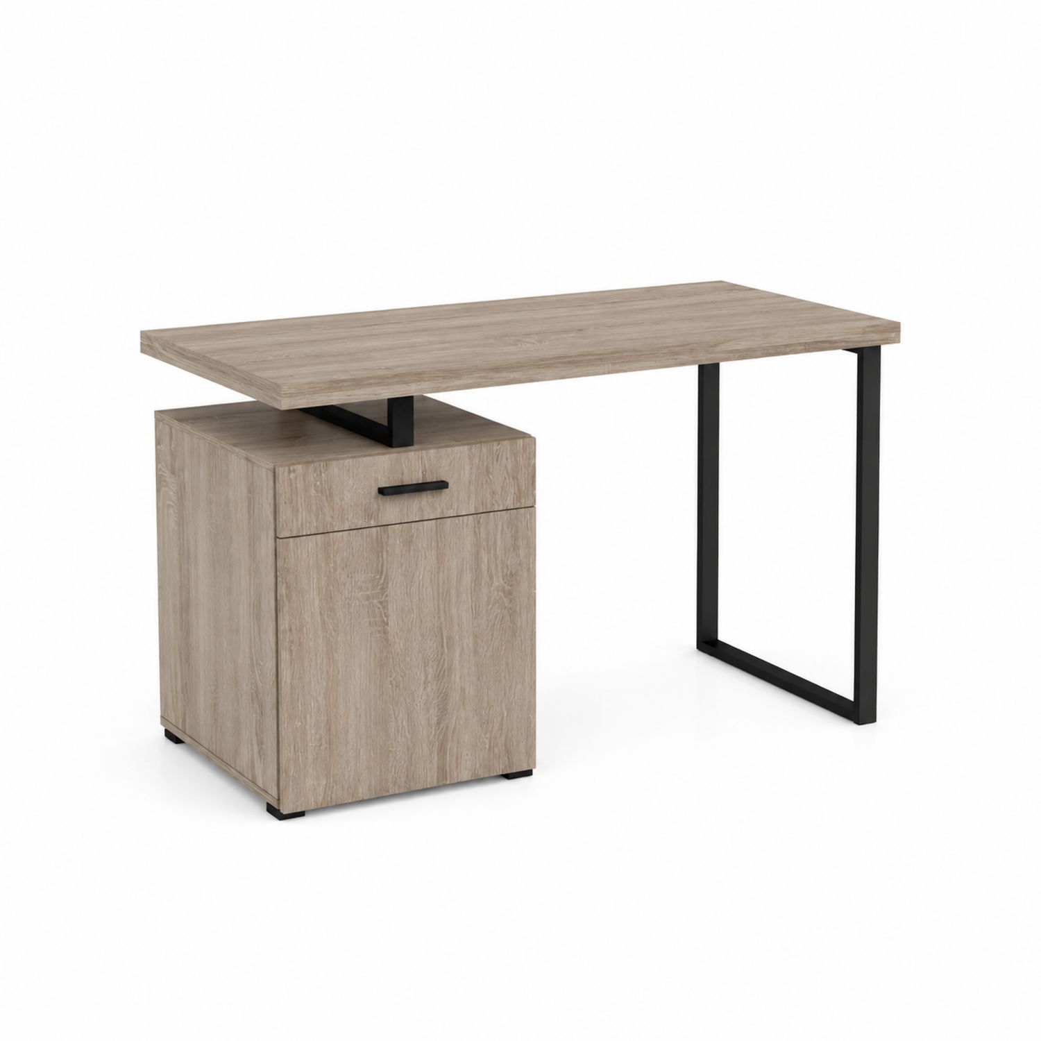 Escritorio de Madera y Metal con Cajón y Armario
