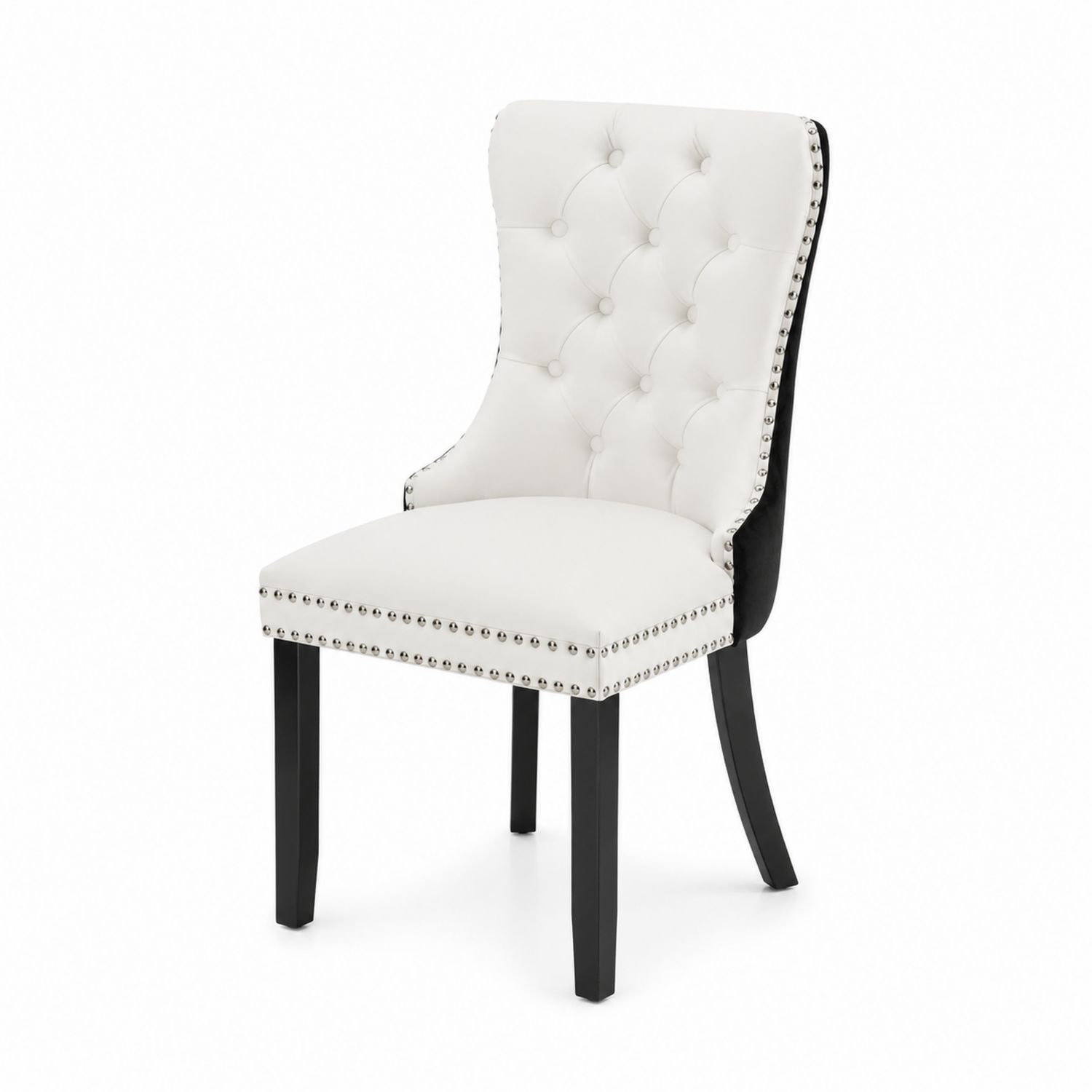 Silla de comedor de cuero PU blanco y negro
