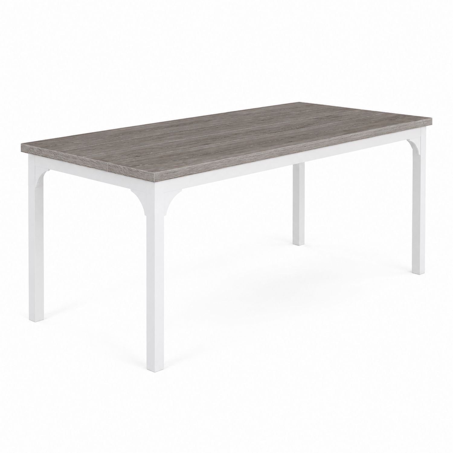 Mesa de comedor rectangular de madera y metal 150x90 cm gris y blanco