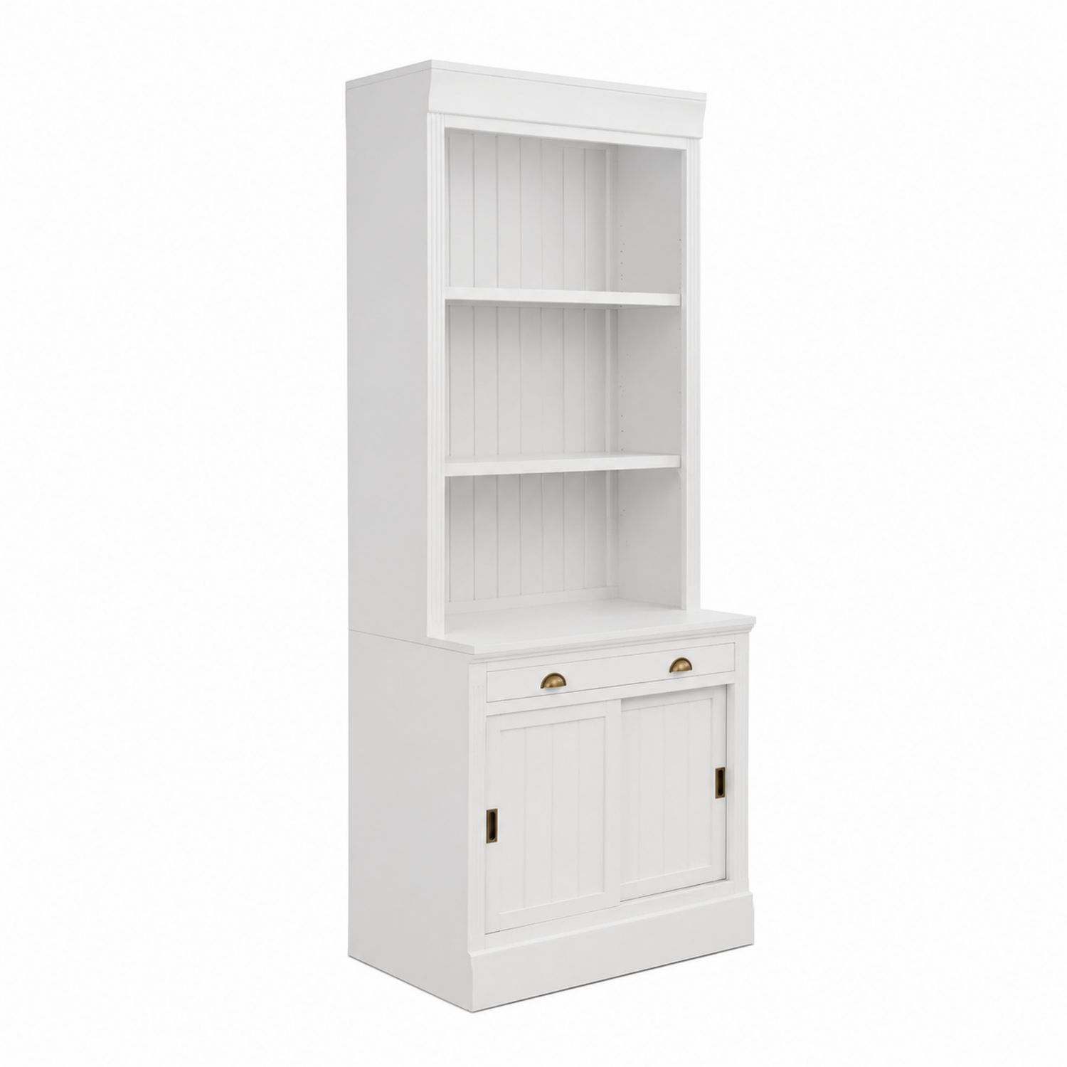 Estantería Alta de MDF con Puertas Correderas Blanca 180x80x40cm