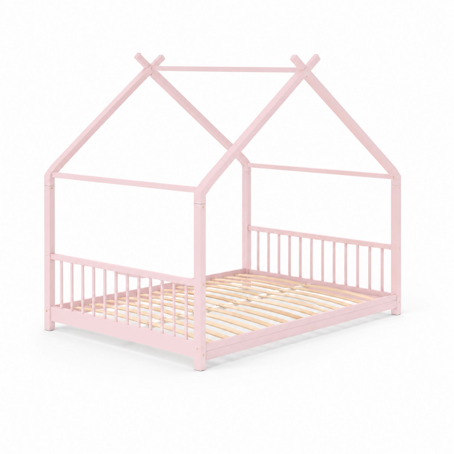 Cama infantil de madera rosa 90x190 cm