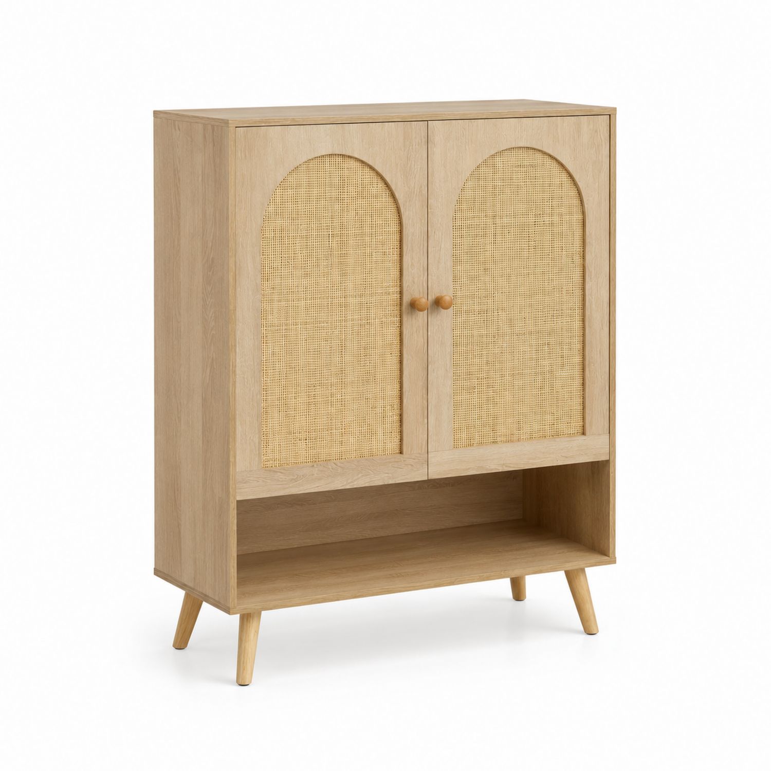 Armario de Madera con Rejilla de Mimbre 80x40x120 cm