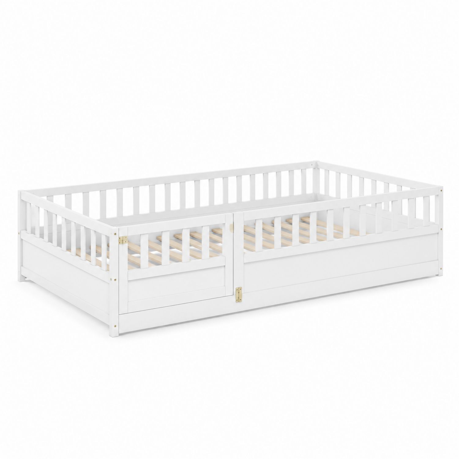 Cama infantil de madera blanca 200x90 cm con barandillas