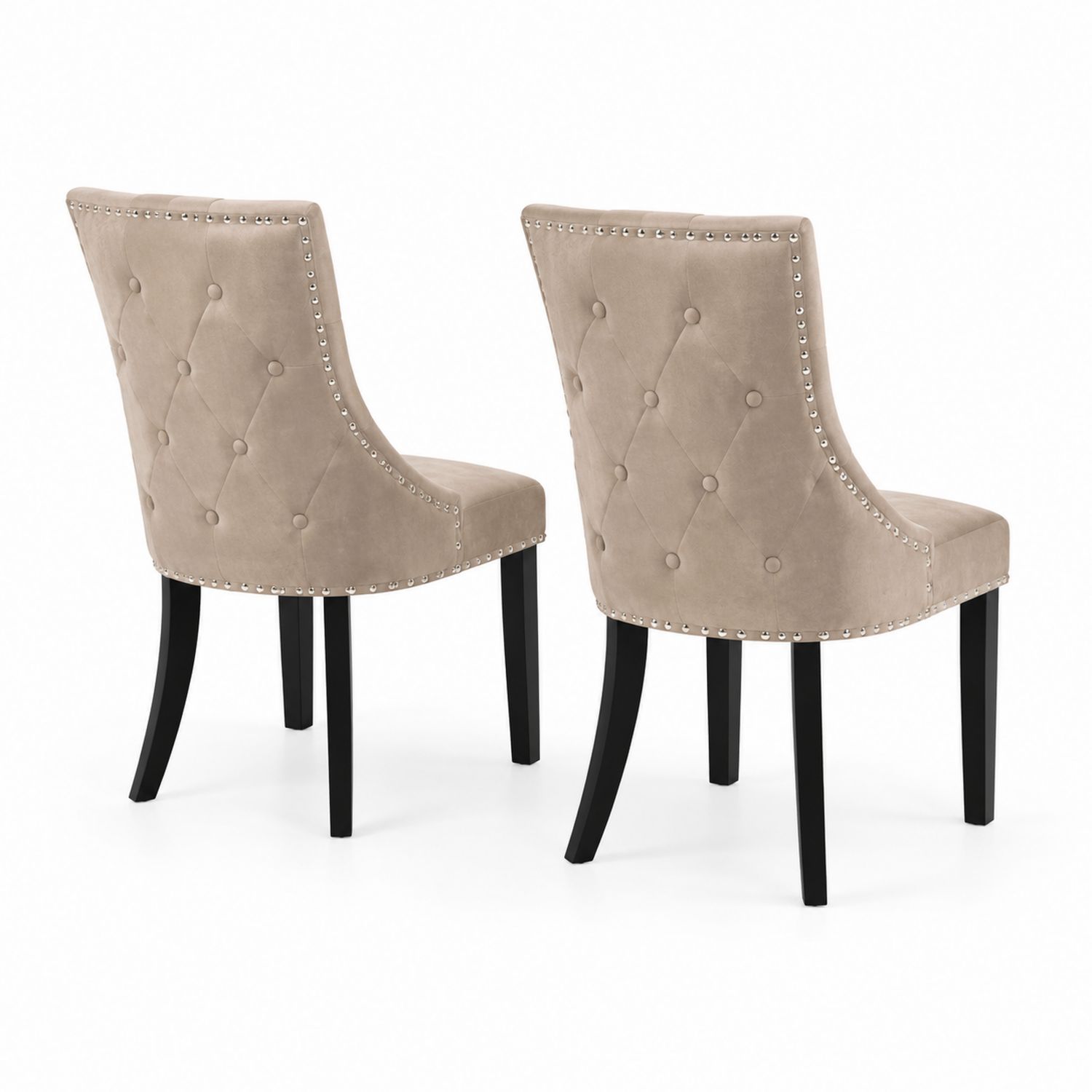 Conjunto de 2 sillas de comedor de terciopelo con patas de madera