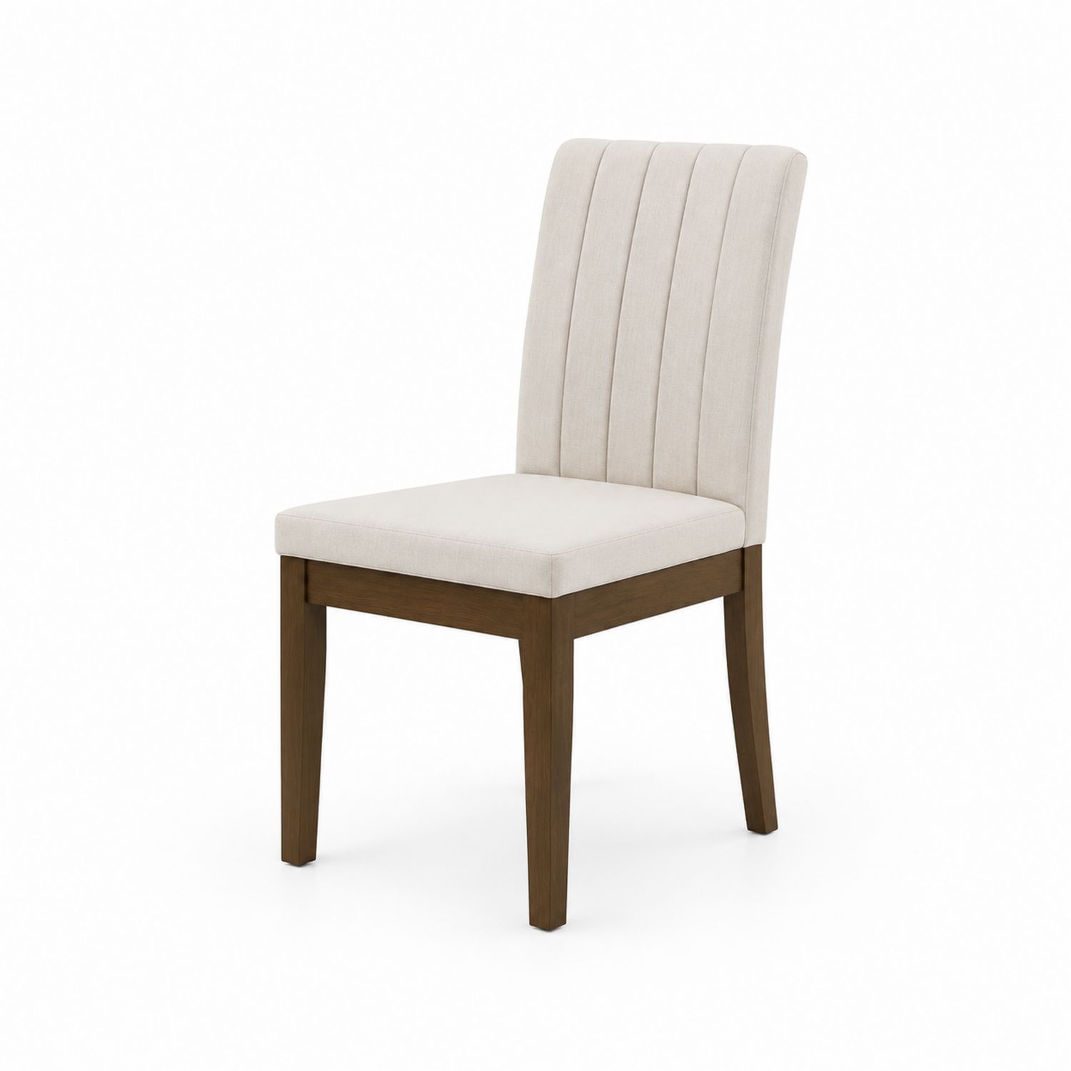 Silla de comedor de madera con tapizado de poliéster beige