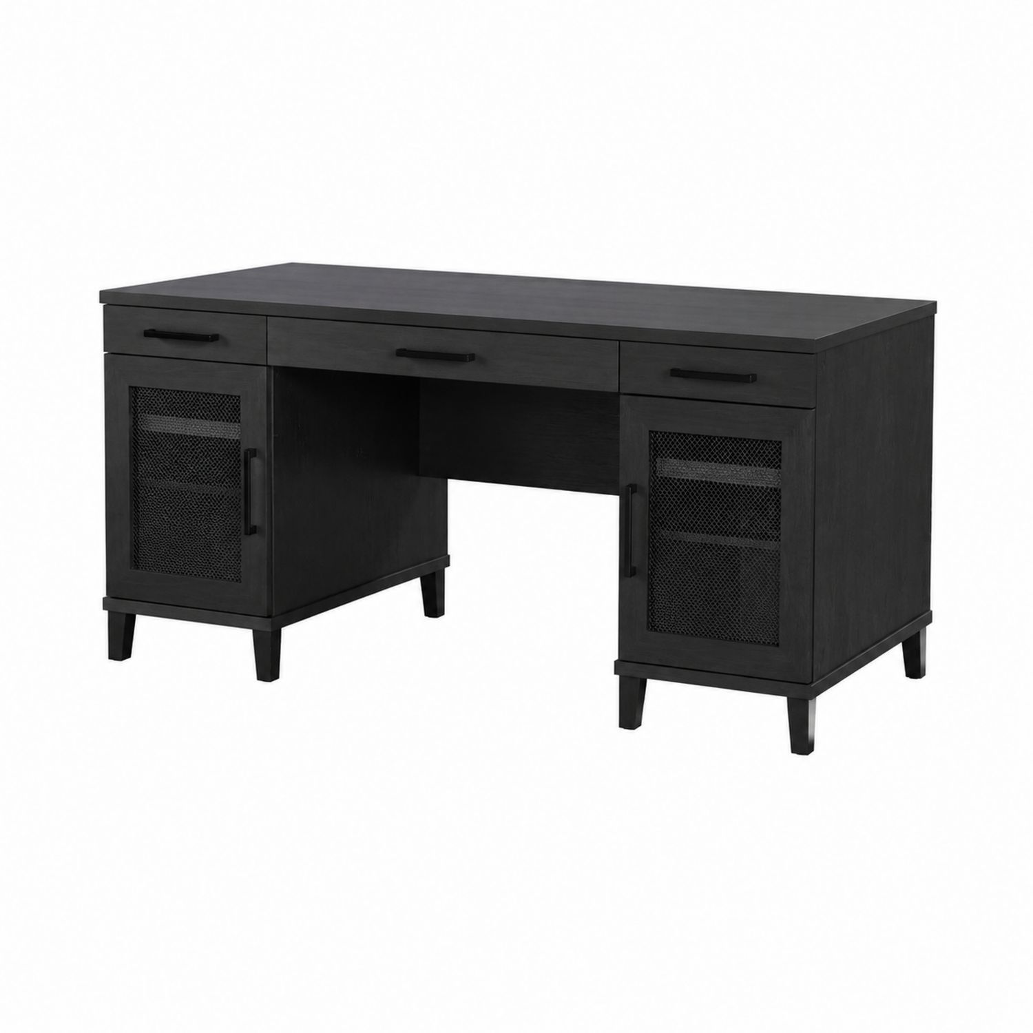 Escritorio de Madera y Metal Negro con Rejillas 152x76x76 cm