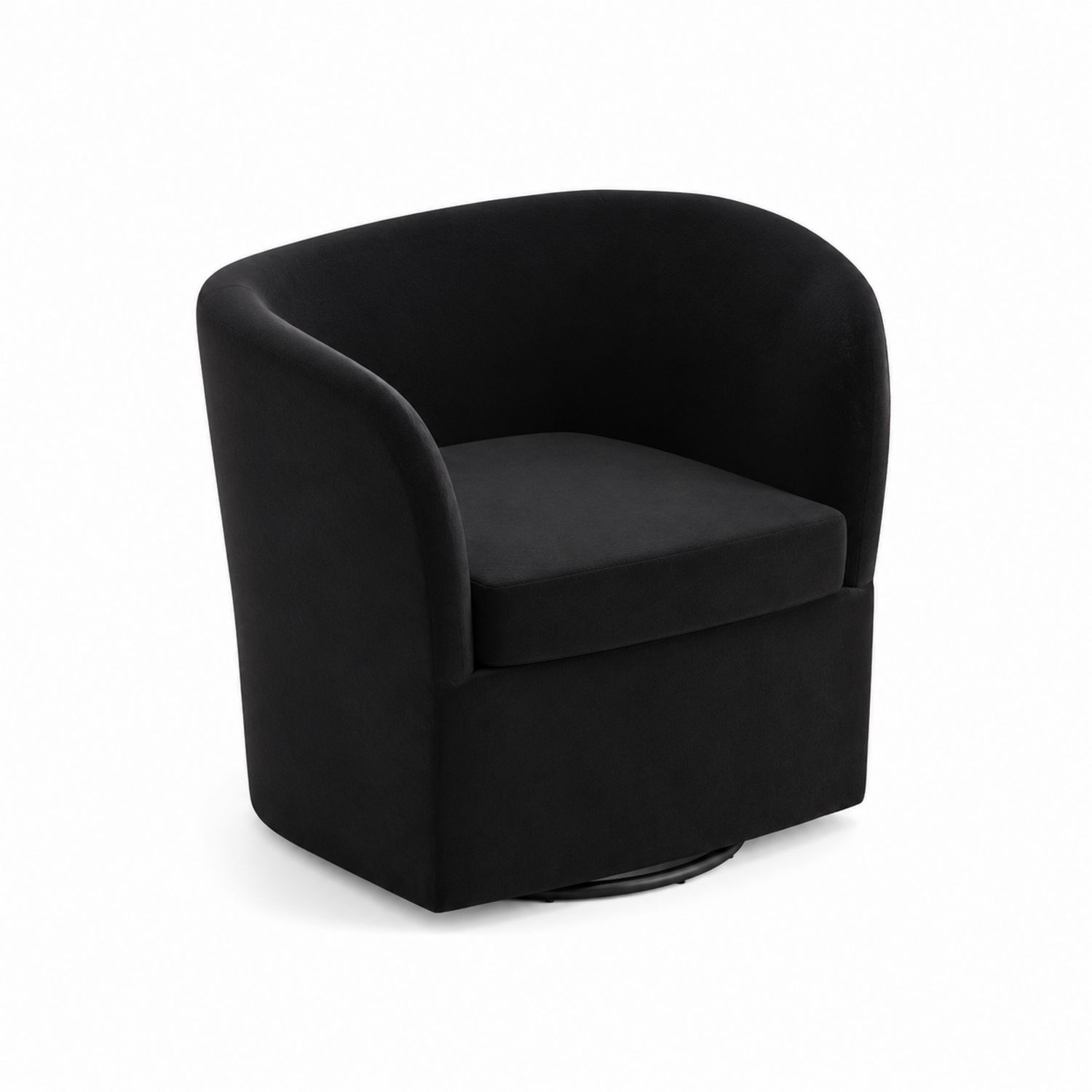 Silla giratoria de tapizado negro con respaldo curvo