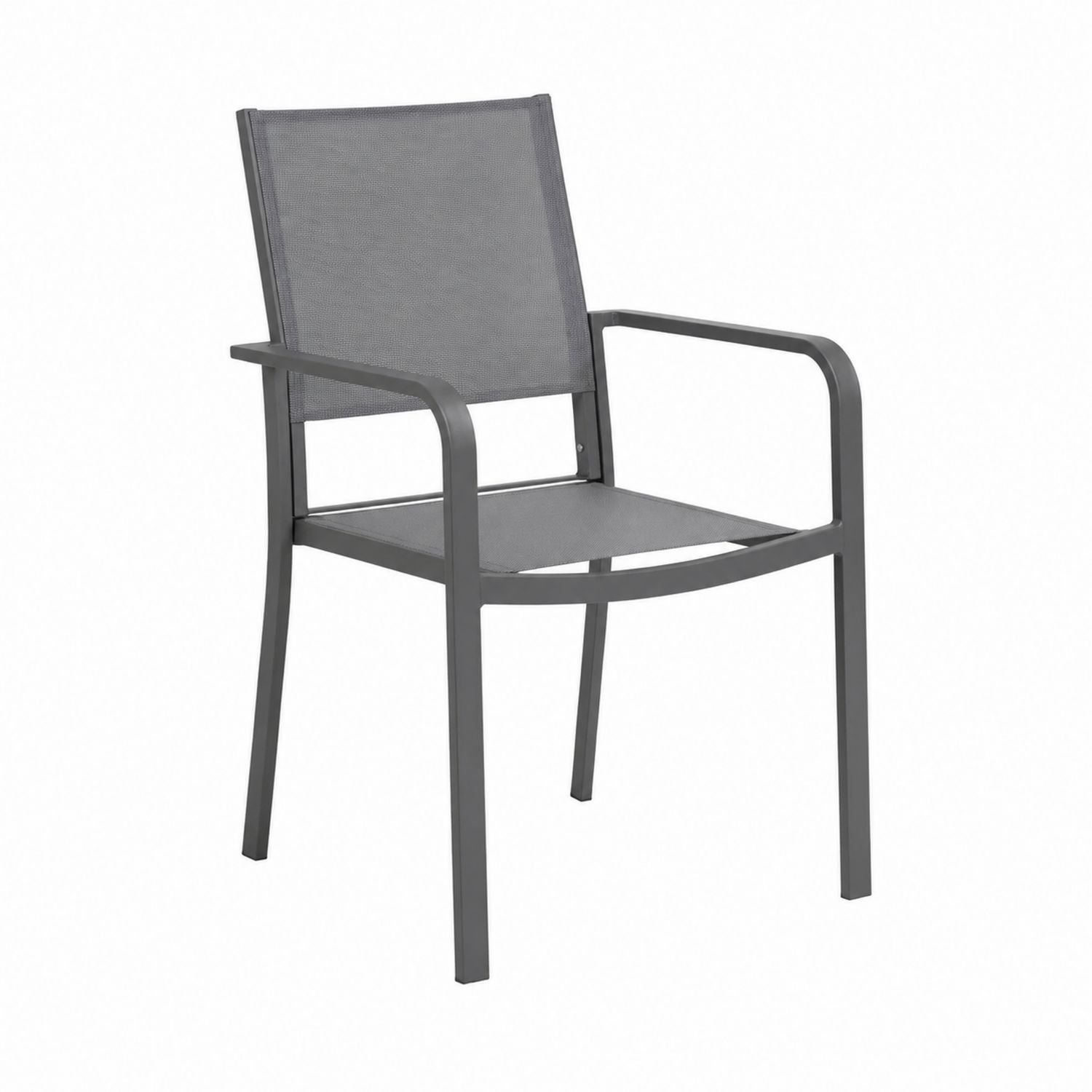 Silla de metal con asiento de textilene gris