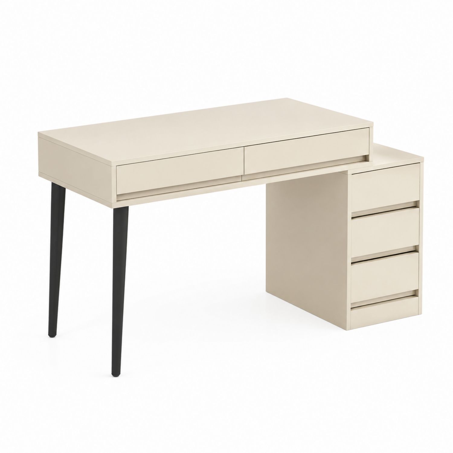 Escritorio de Madera con Cajonera 4 Cajones Beige 120x60x74 cm