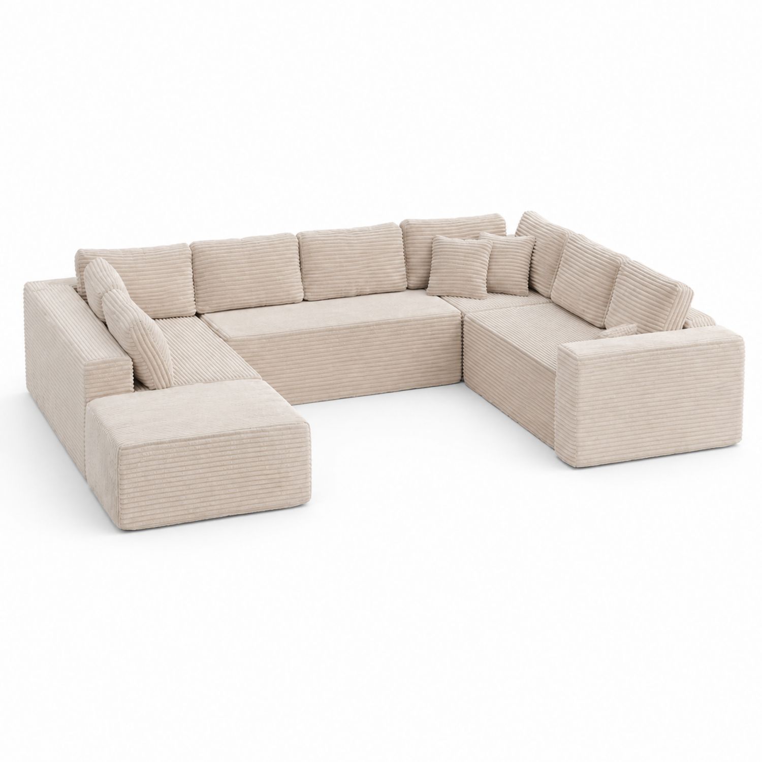 Sofá modular en U de pana beige
