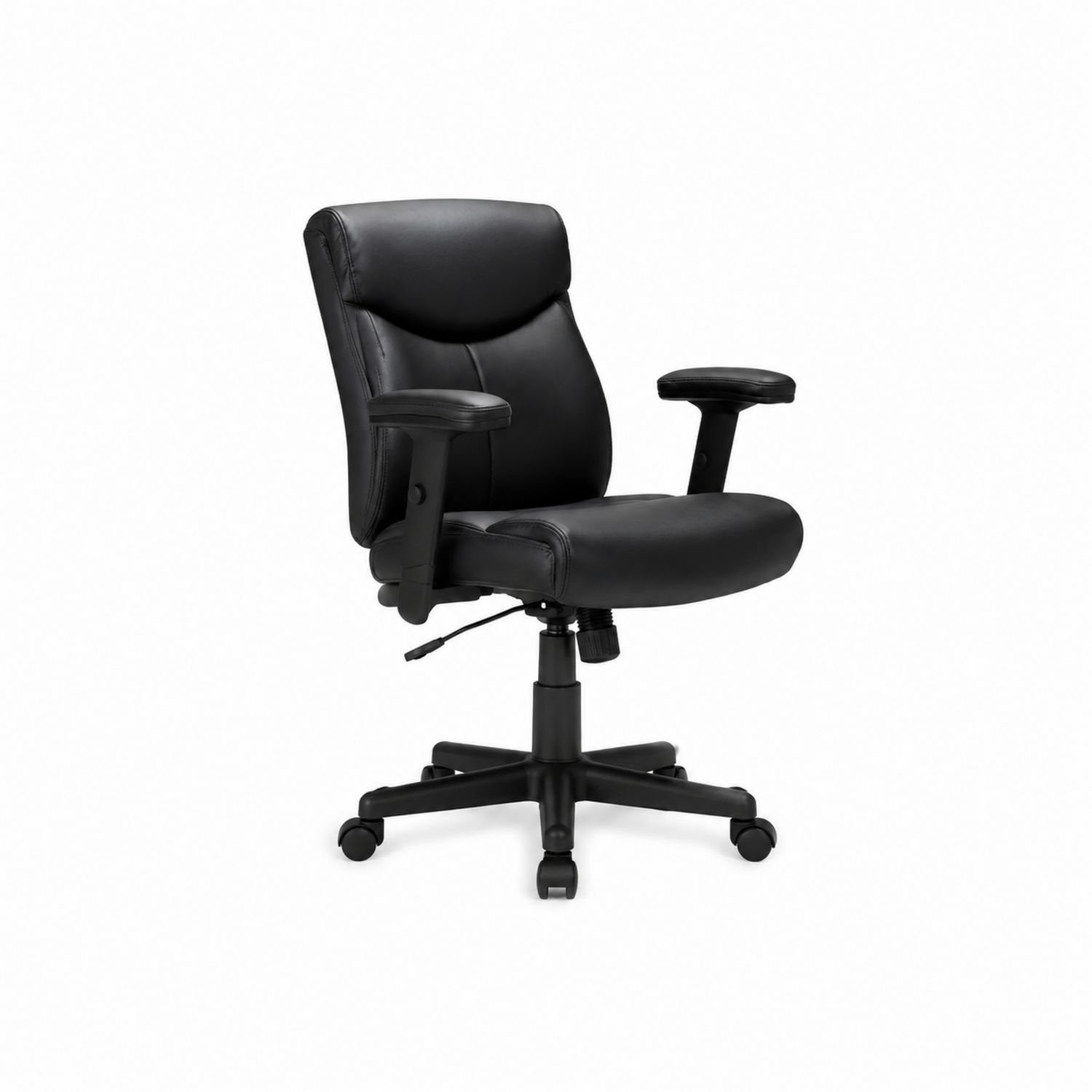 Silla de oficina giratoria de piel sintética negra