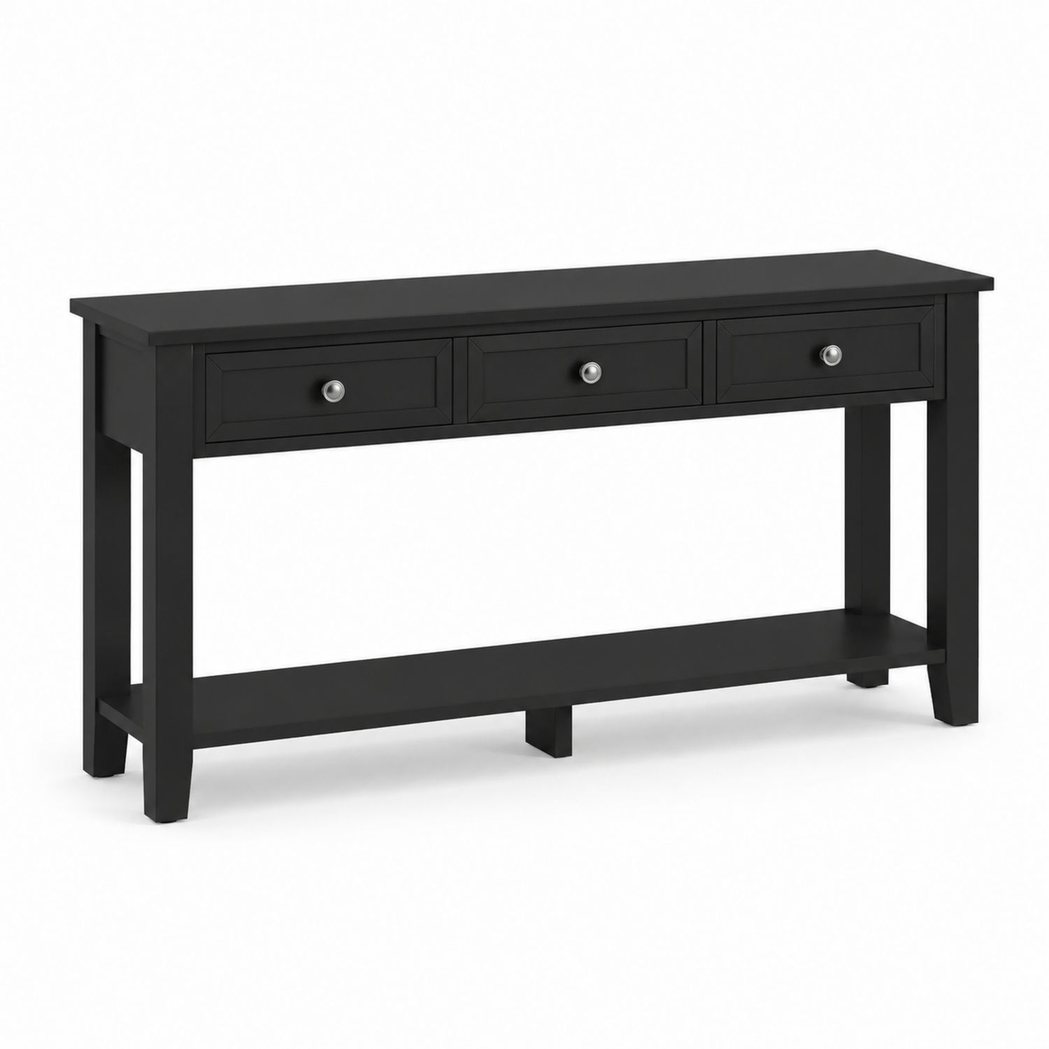 Consola de Madera Negra con 3 Cajones