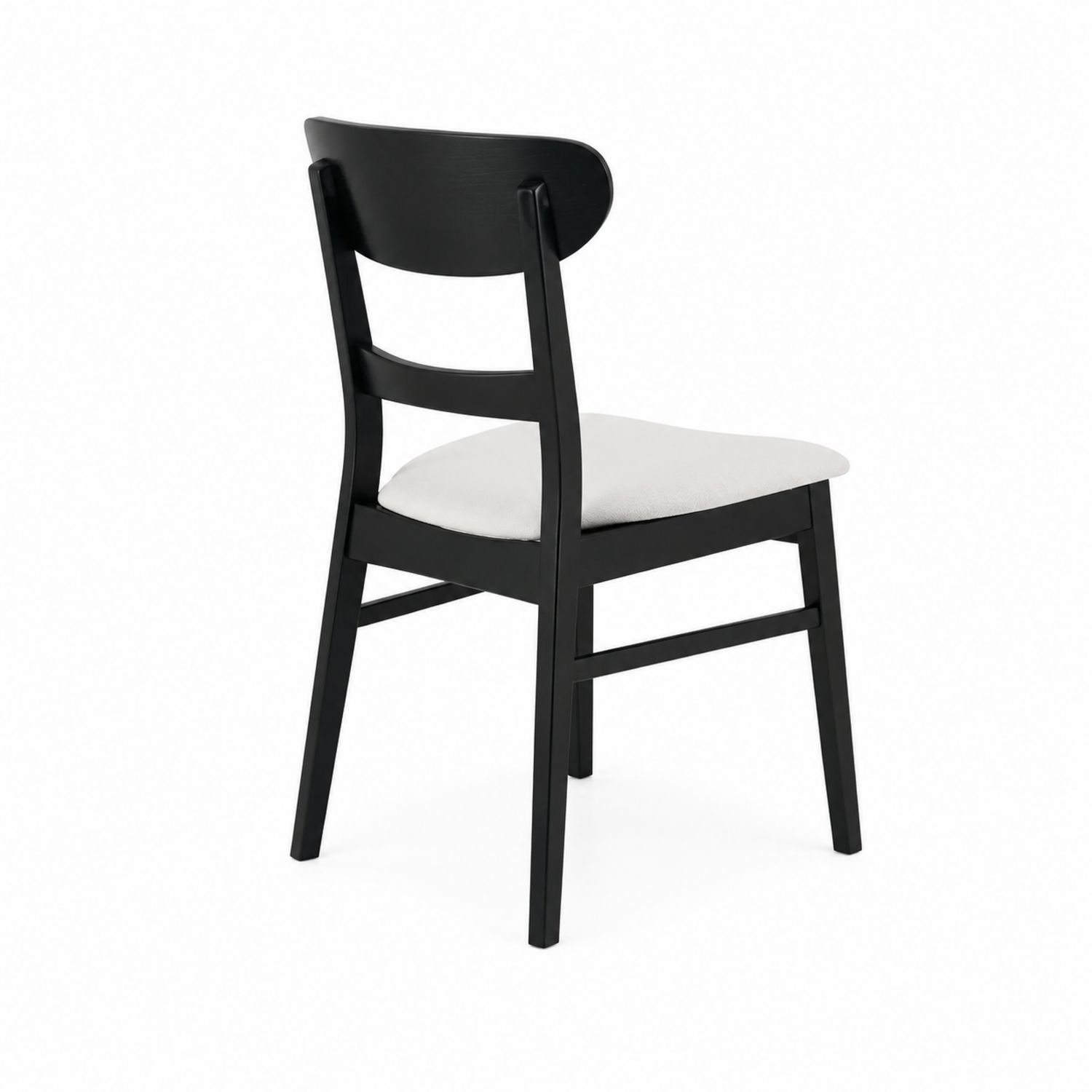 Silla de comedor de madera negra con asiento tapizado