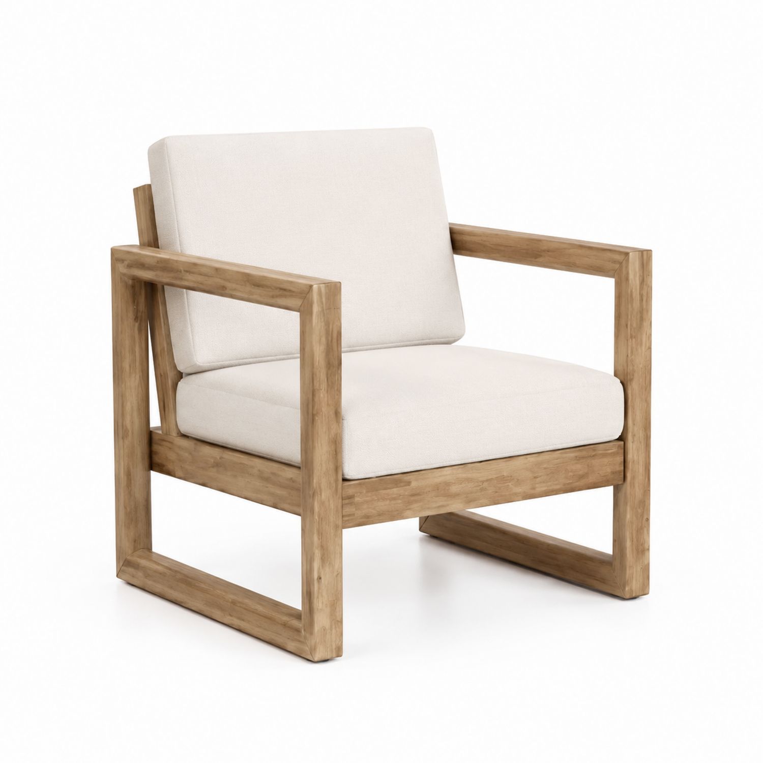 Silla de Madera de Teca con Cojines Beige