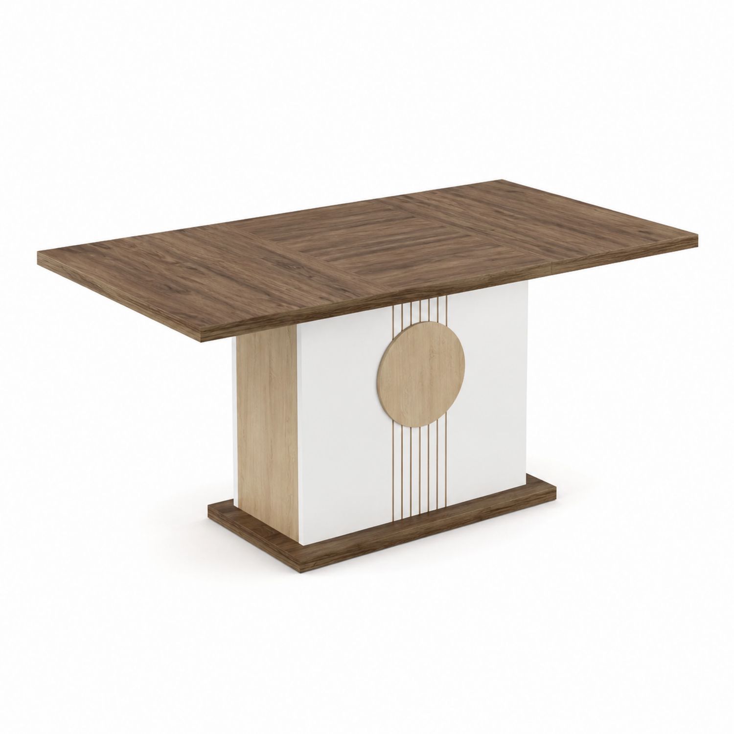 Mesa de comedor rectangular de MDF 160x90x75 cm Nogal/Blanco