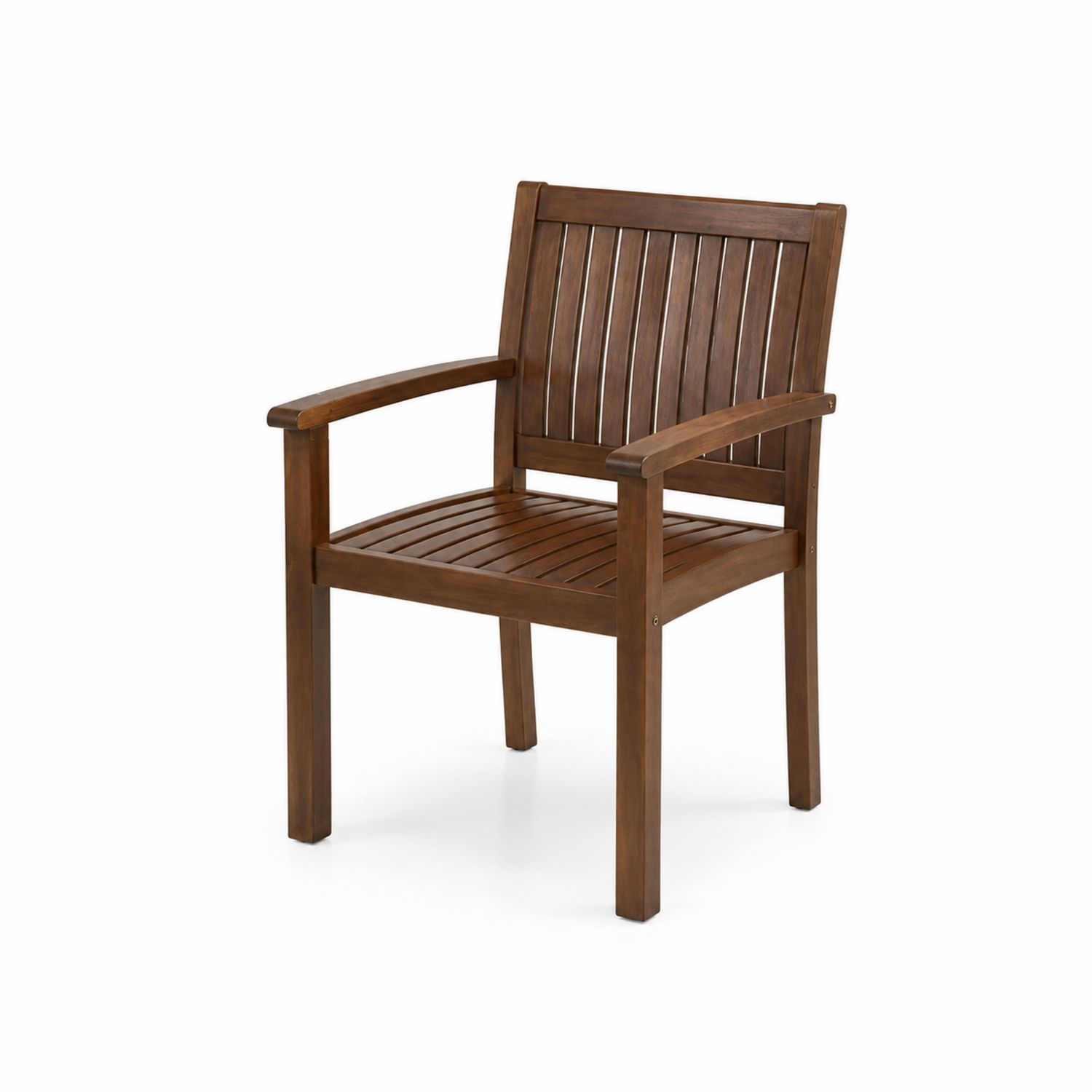 Silla de exterior de madera de acacia marrón