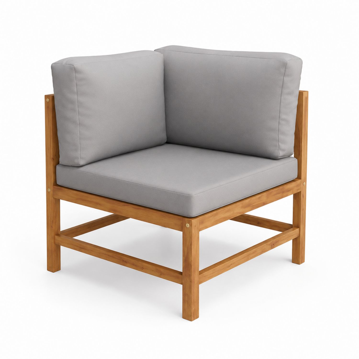 Sillón de Esquina de Madera con Cojines Grises