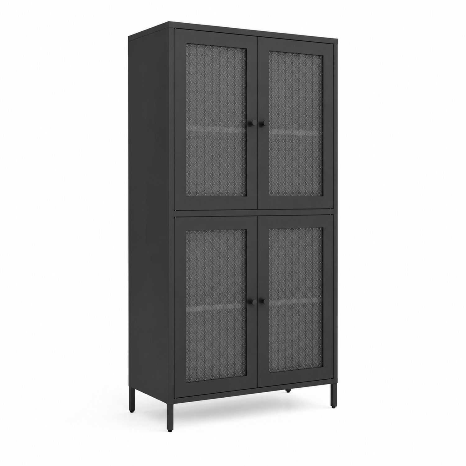 Armario de acero negro con puertas de rejilla 180x90x40 cm