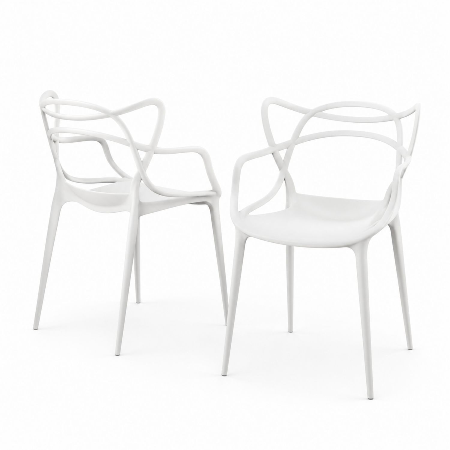Conjunto de 2 sillas de comedor de polipropileno blanco