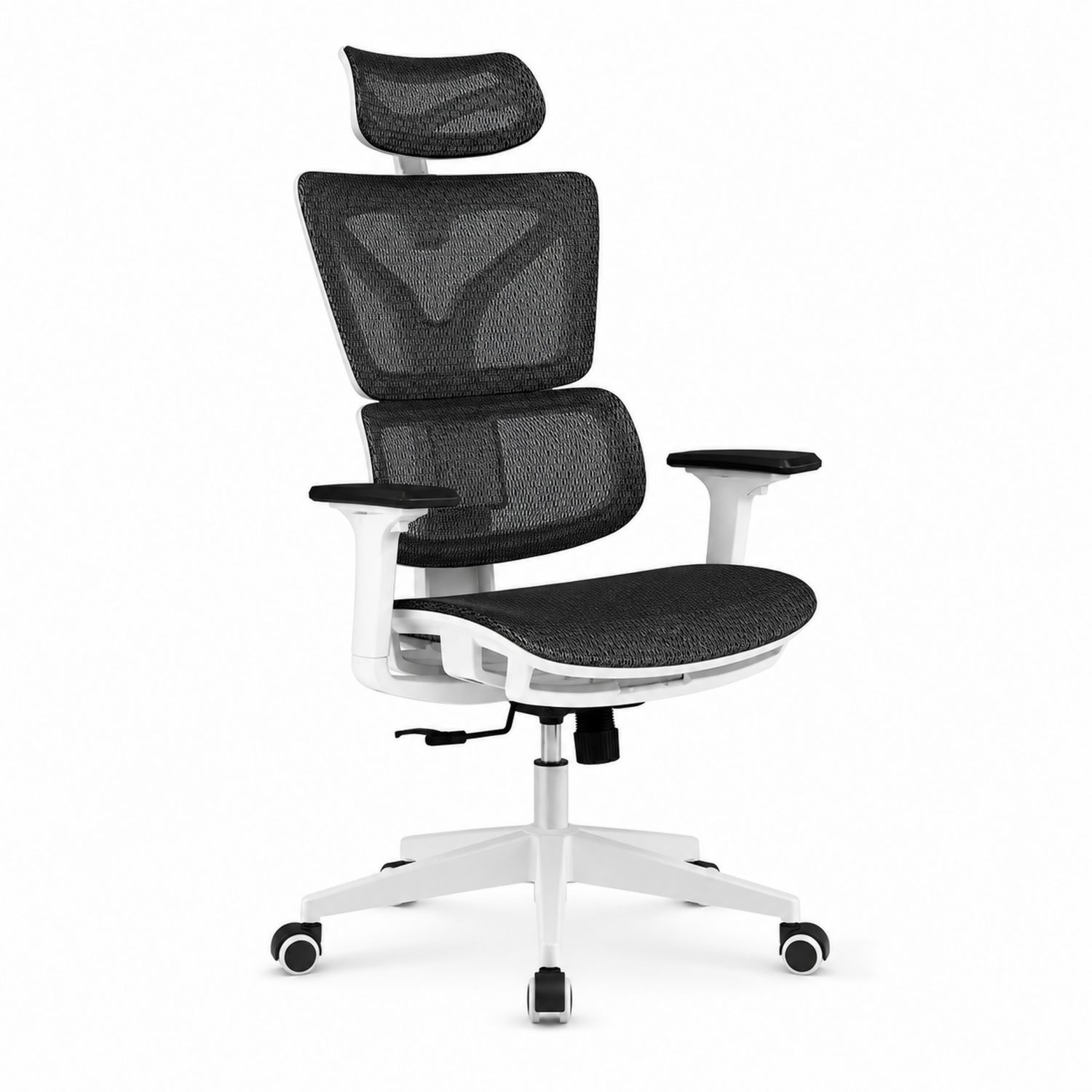 Silla de oficina ergonómica de malla Negra y Blanca-domvirek