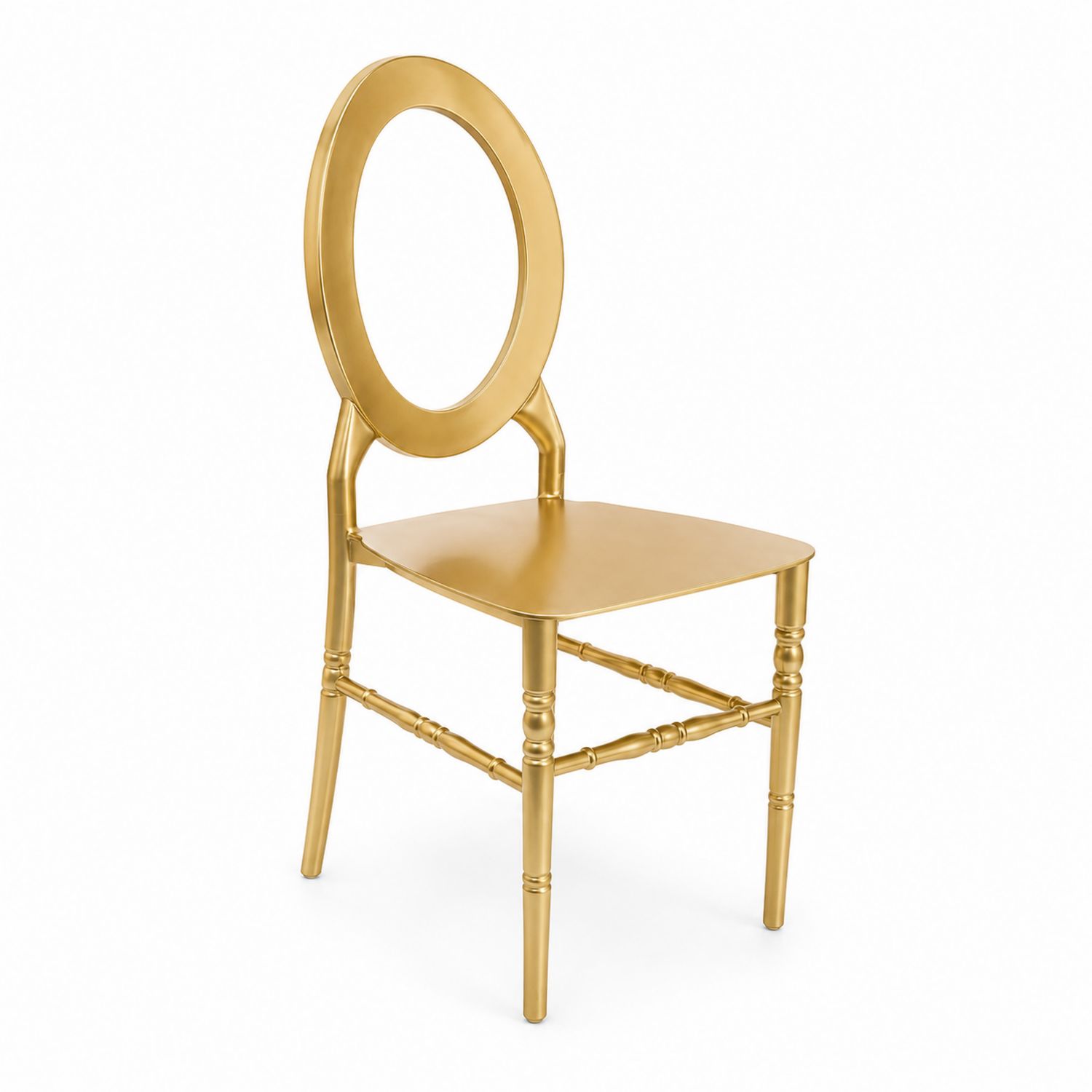 Silla de aluminio dorado con respaldo ovalado-domvirek