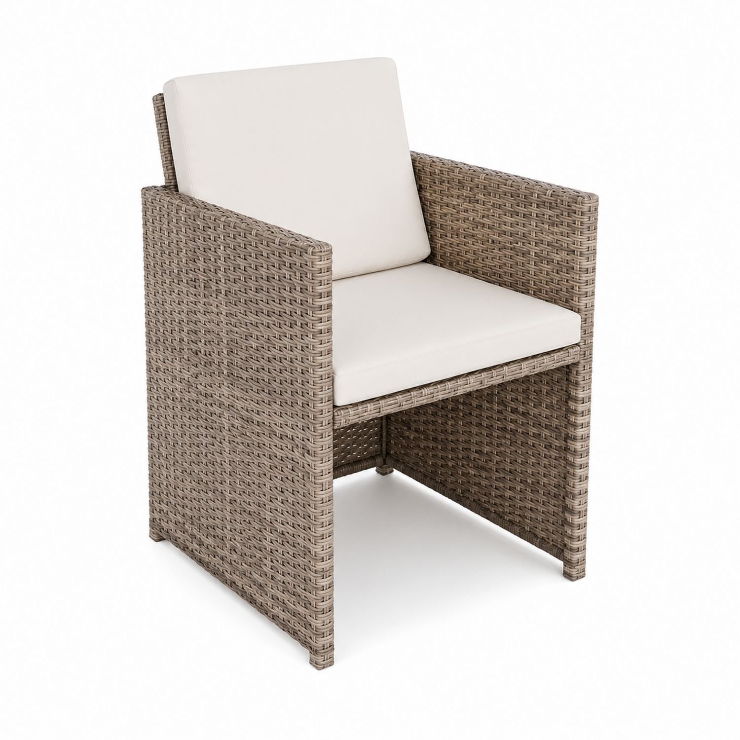 Silla de ratán sintético con cojín beige-domvirek