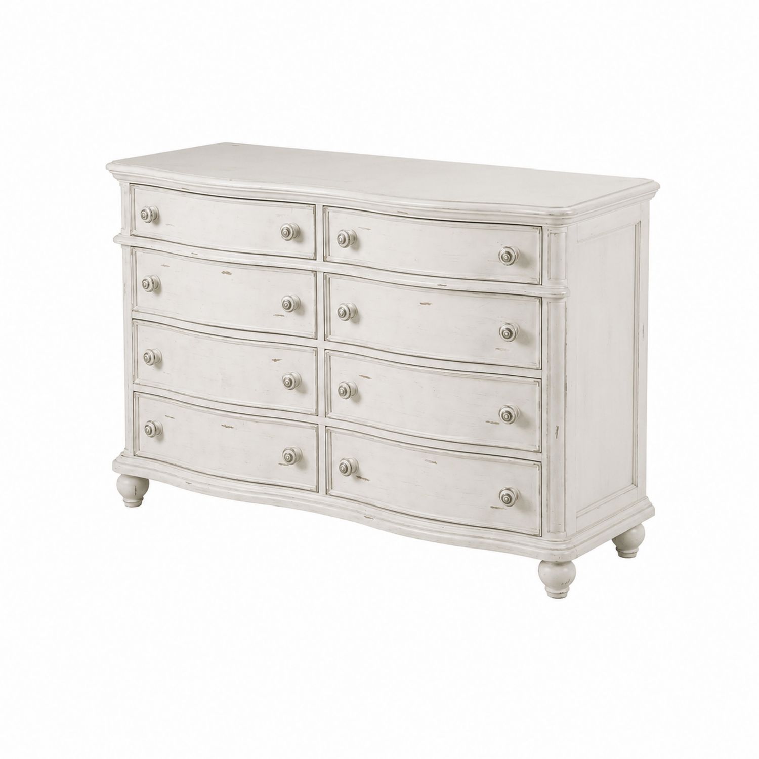 Cómoda de Madera con 8 Cajones en Blanco Envejecido-domvirek