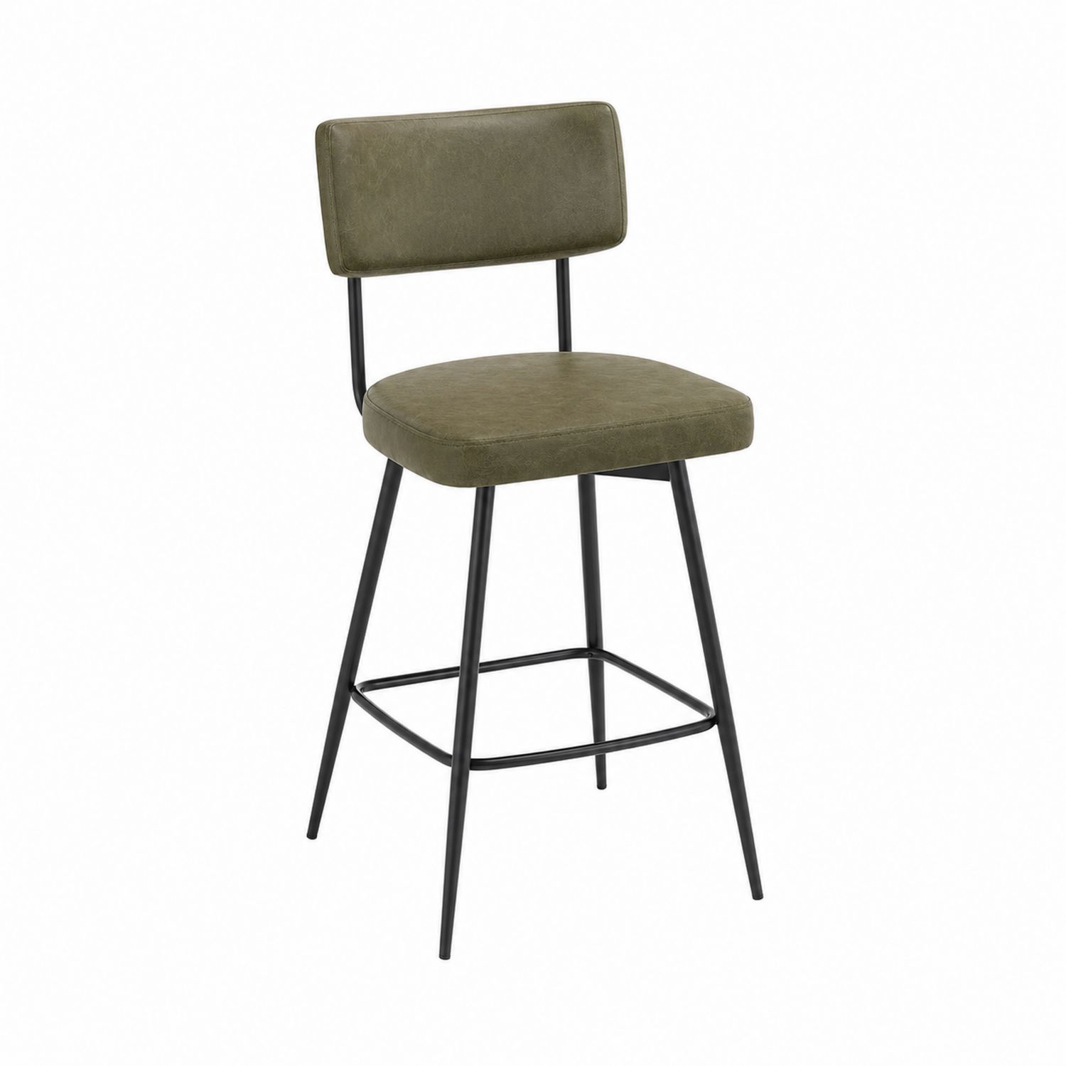 Silla de cuero sintético verde con estructura metálica-domvirek