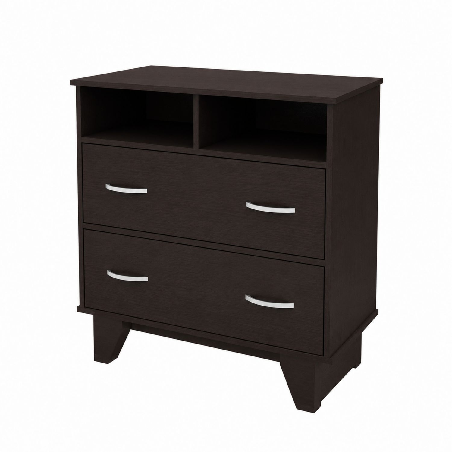 Cómoda de Madera con 2 Cajones y Compartimentos Abiertos Marrón-domvirek