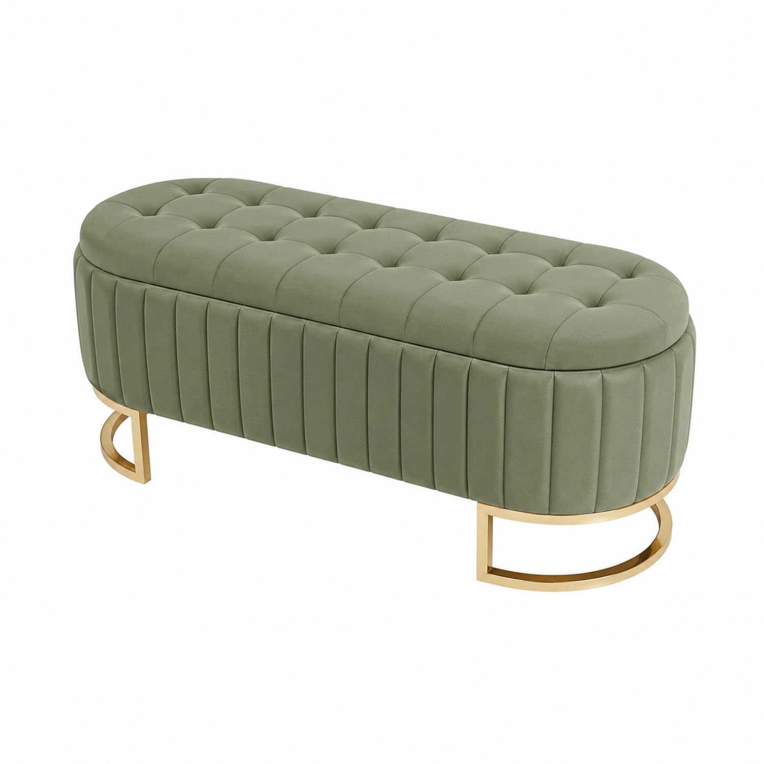 Banco de terciopelo verde con base de metal dorado 120x45x45 cm-domvirek