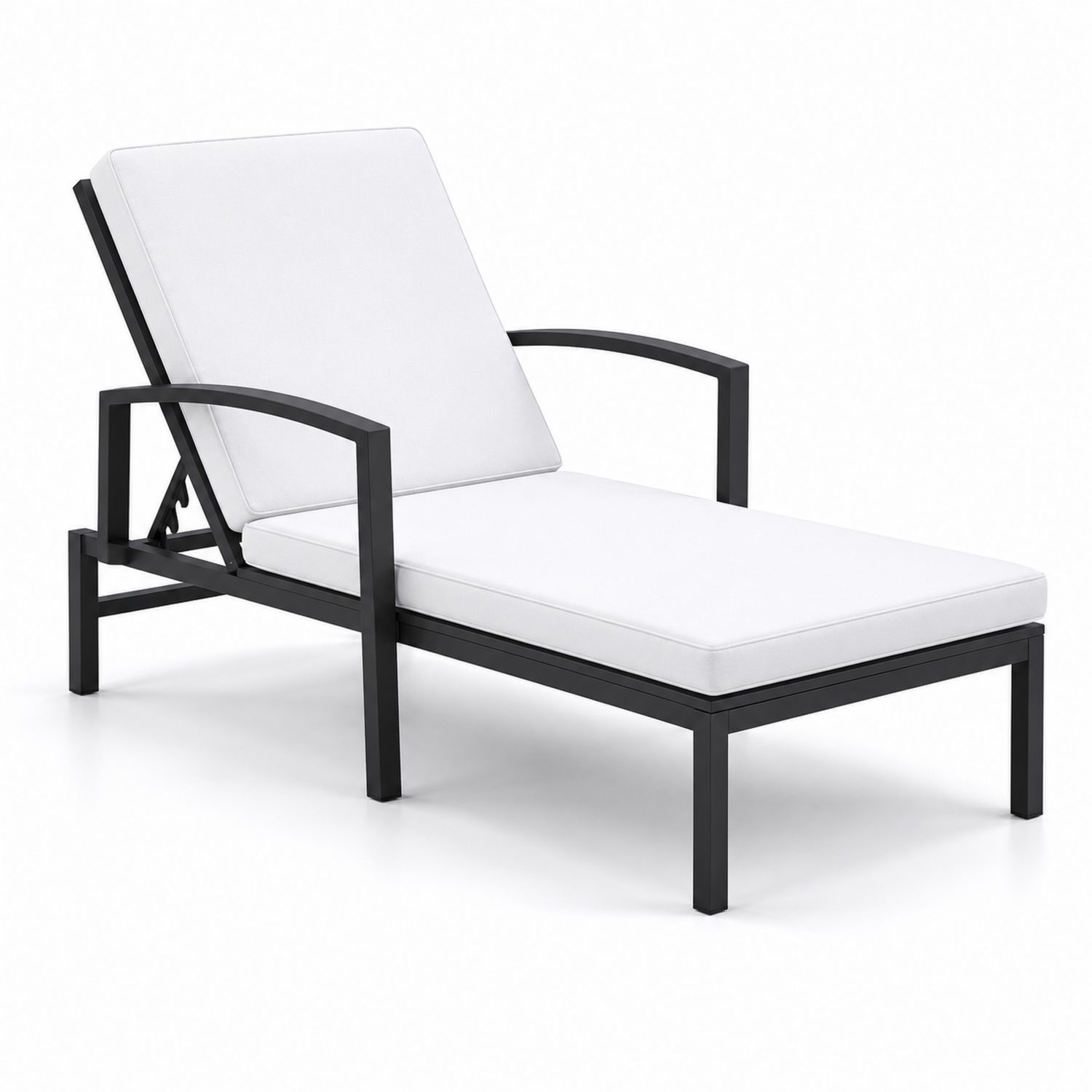 Tumbona ajustable de aluminio con cojines blancos-domvirek