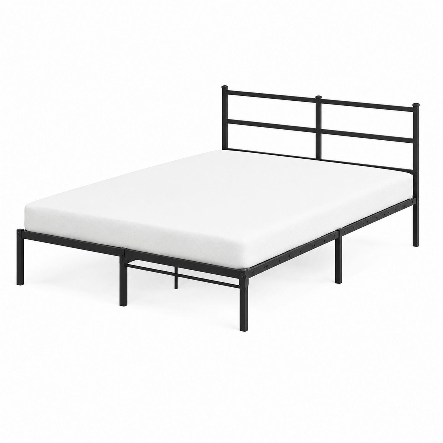 Cama de metal negro con colchón de espuma 200x150x35 cm-domvirek