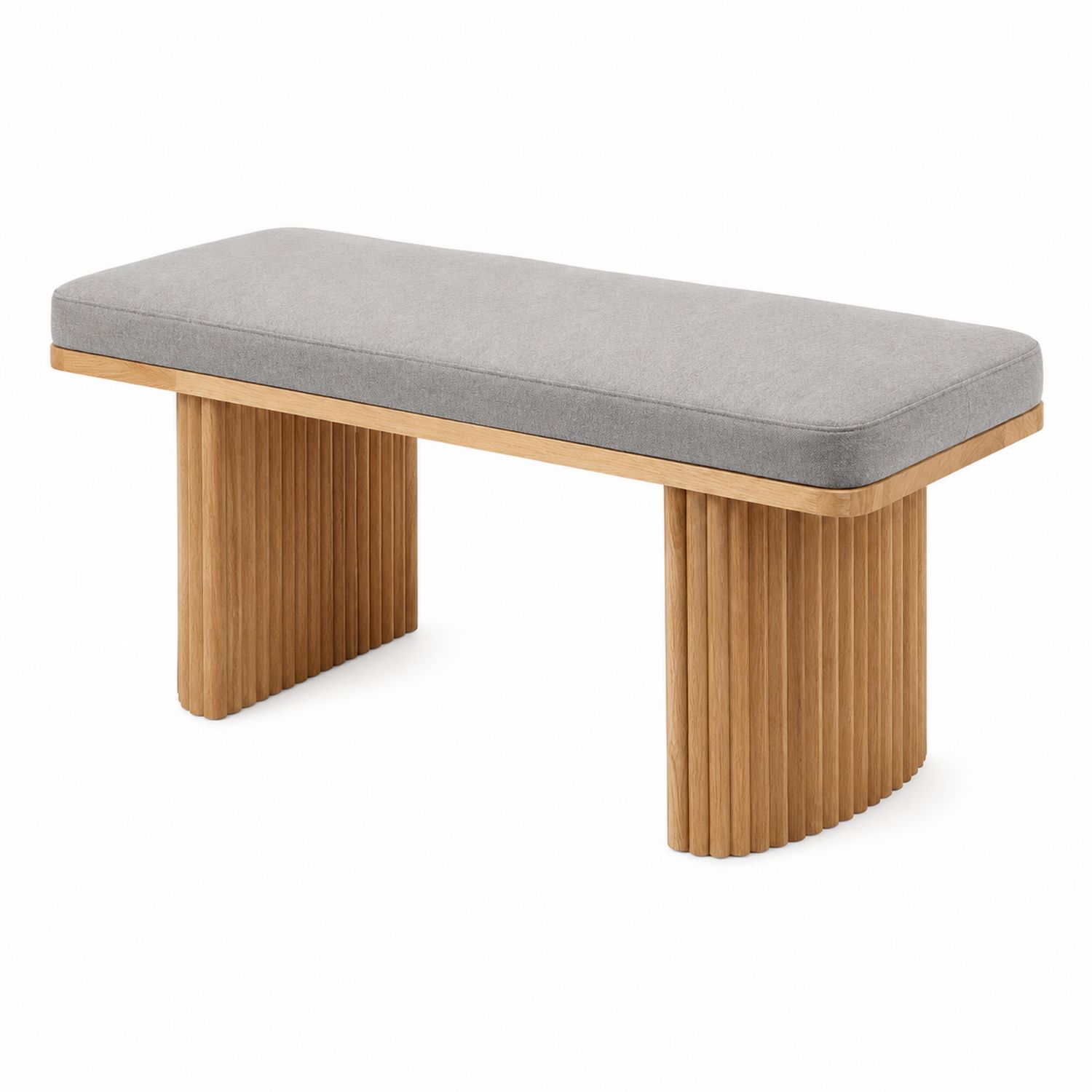 Banco de madera de roble con cojín de poliéster gris-domvirek